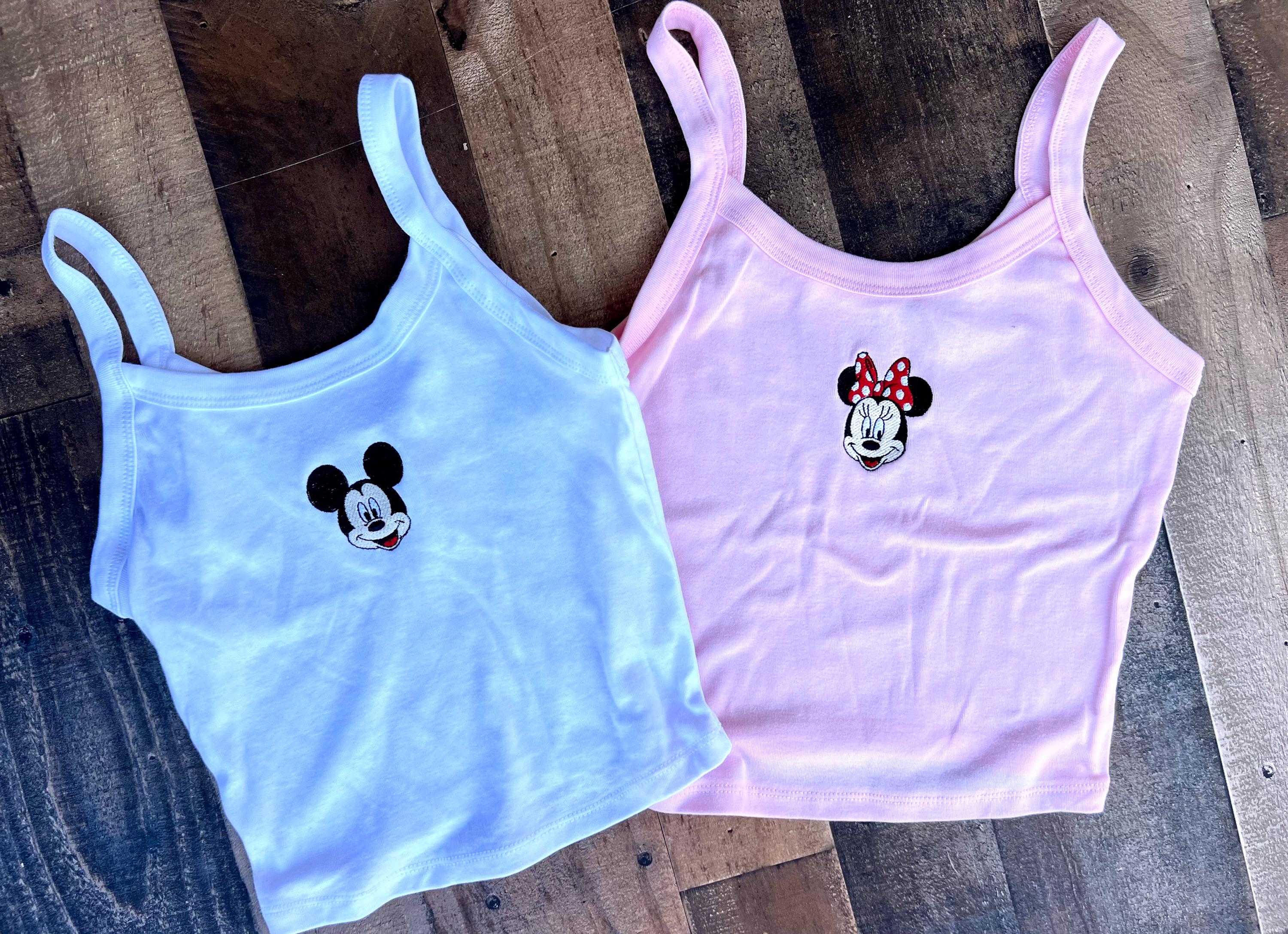 Minnie and Mickey Embroidered Cami Spaghetti Strap Tank – Pink Womens Disney Theme Park Top for Magical Vacation Style - photo 2