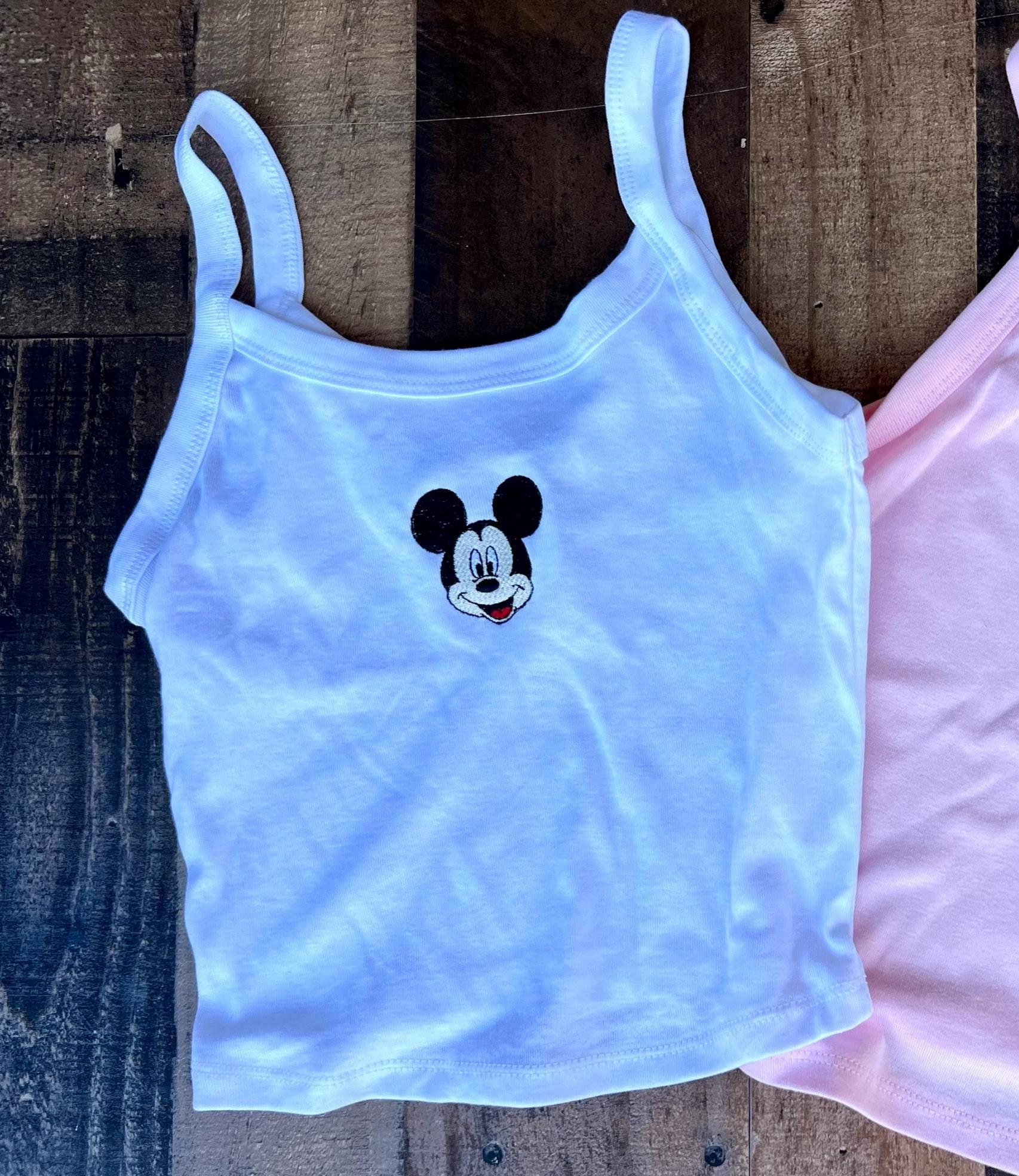 Minnie and Mickey Embroidered Cami Spaghetti Strap Tank – Pink Womens Disney Theme Park Top for Magical Vacation Style - photo 4