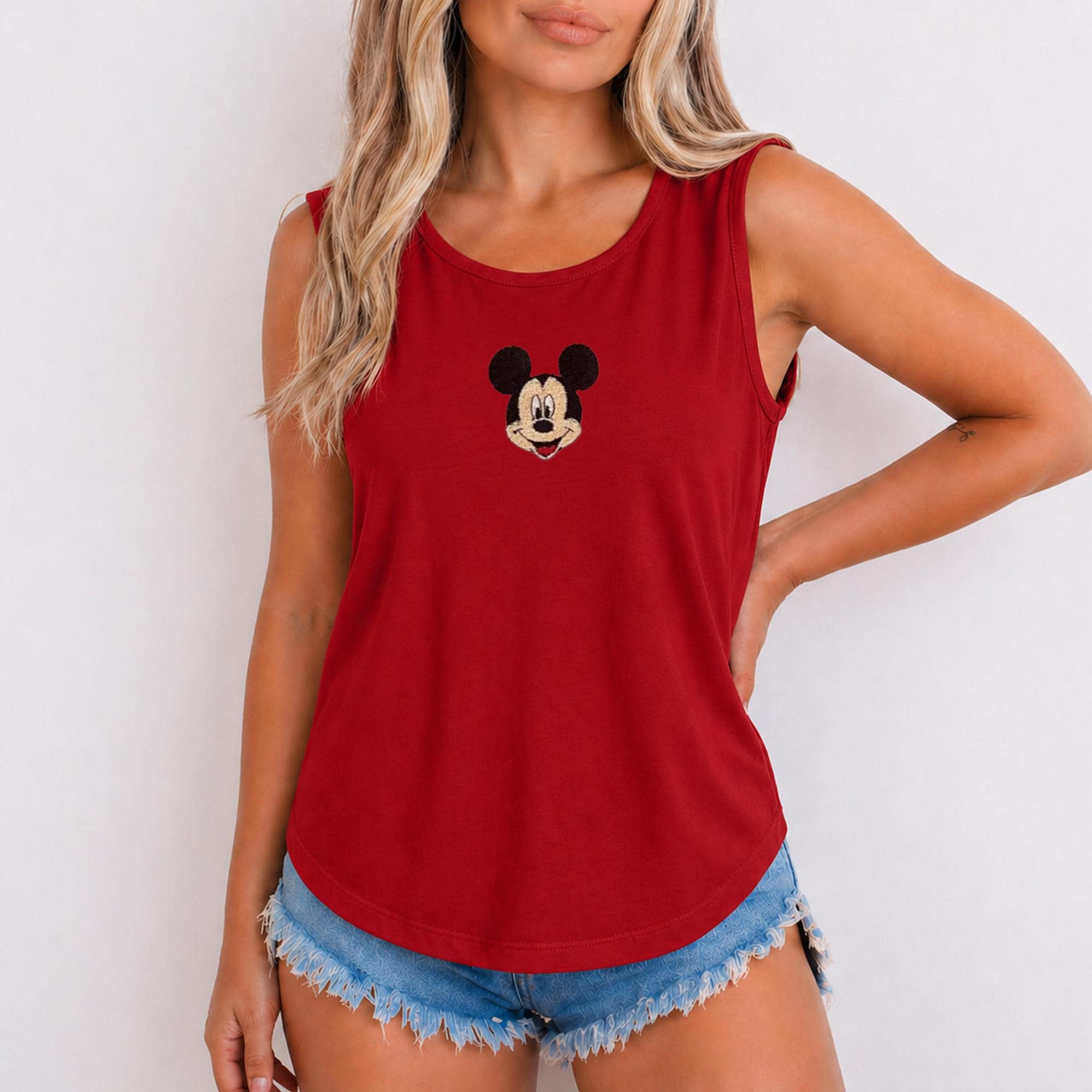 Embroidered Custom Disney Characters Loose Fit Tank Top – Comfortable Retro Mickey and Minnie Sleeveless Top - photo 2