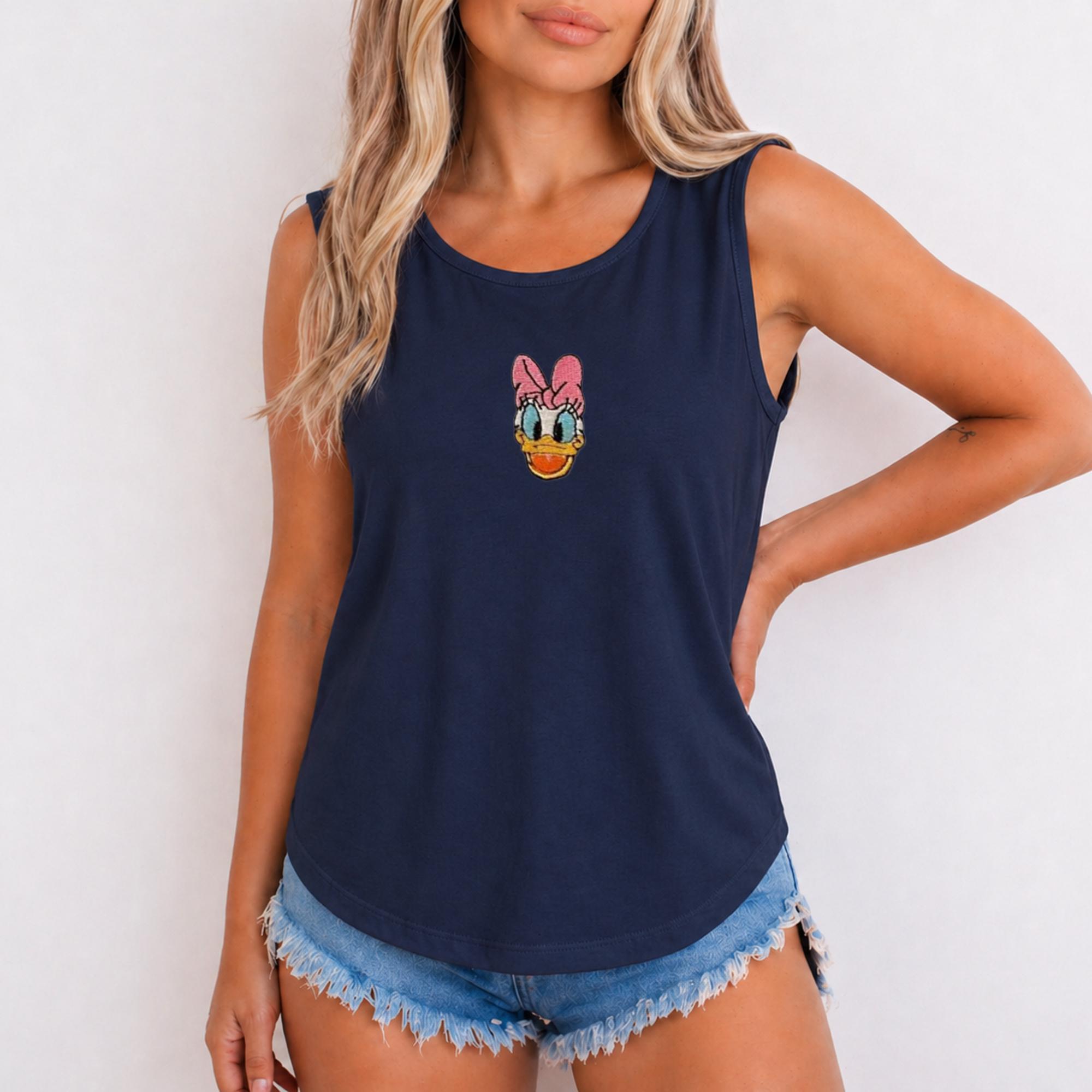 Embroidered Custom Disney Characters Loose Fit Tank Top – Comfortable Retro Mickey and Minnie Sleeveless Top - photo 4