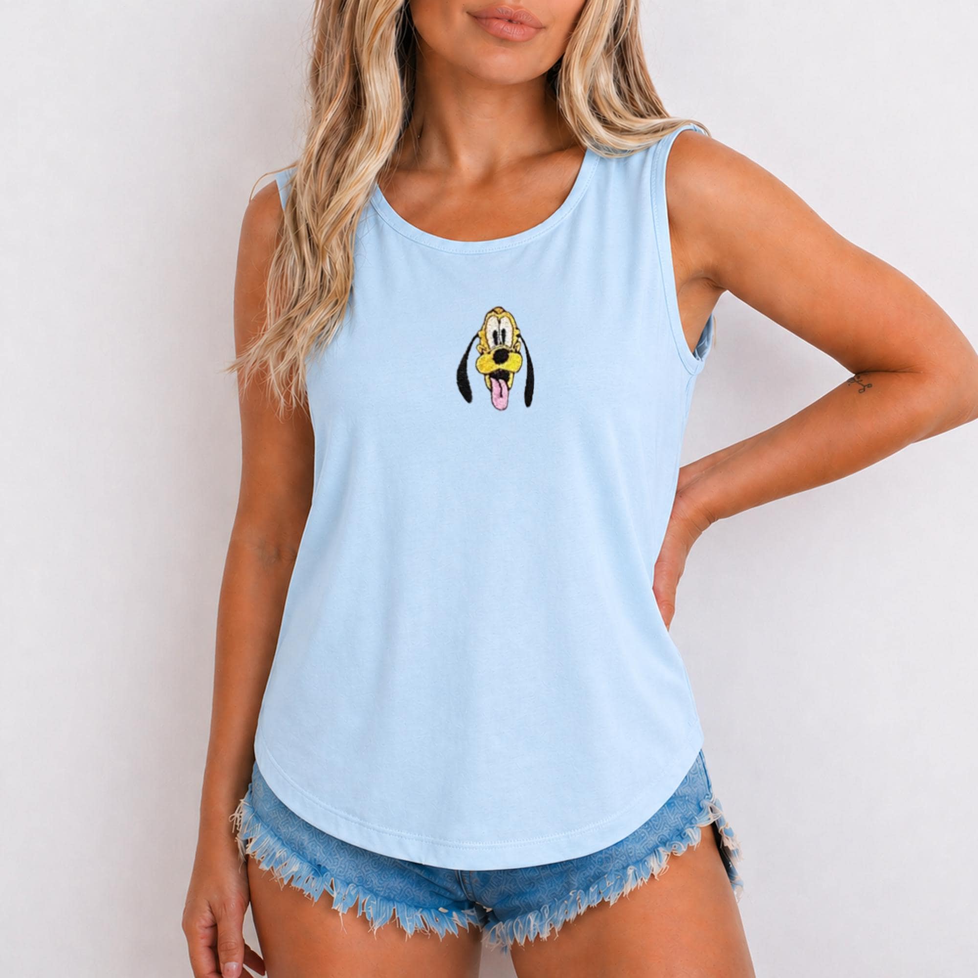 Embroidered Custom Disney Characters Loose Fit Tank Top – Comfortable Retro Mickey and Minnie Sleeveless Top - photo 5