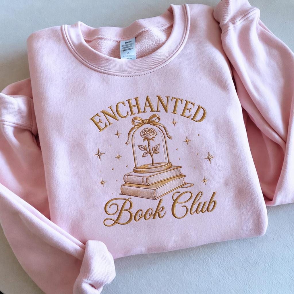 Embroidered Disney Princess Belle Book Shop Sweatshirt – Enchanted Book Club Bookish Shirt and Gift for Readers