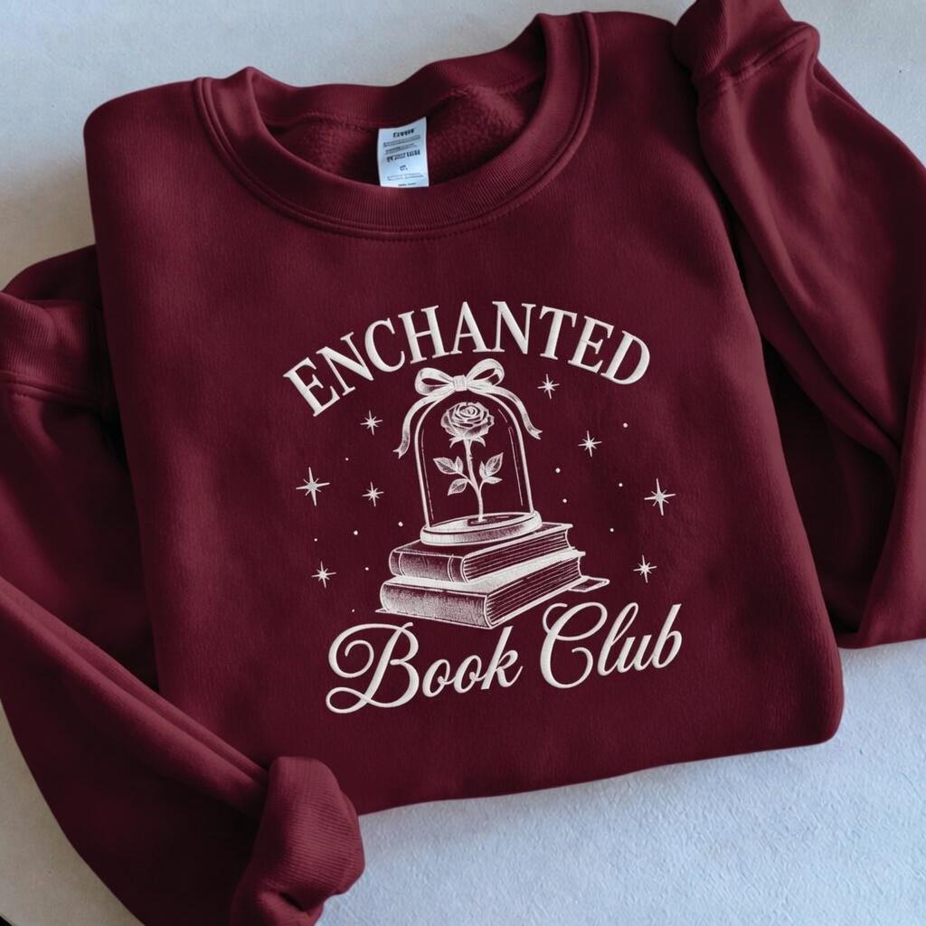 Embroidered Disney Princess Belle Book Shop Sweatshirt – Enchanted Book Club Bookish Shirt and Gift for Readers - photo 4