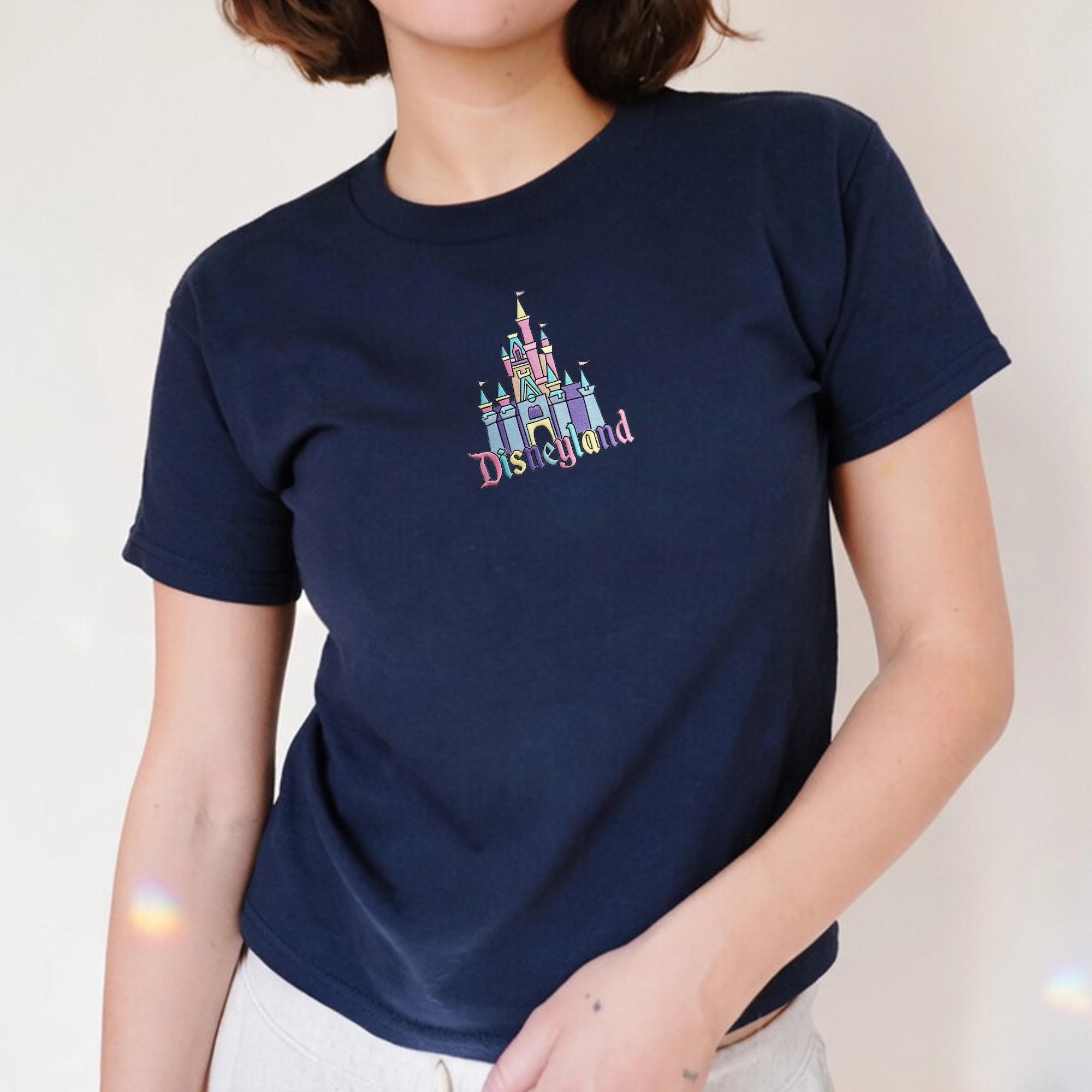 Embroidered Disneyland Castle Baby Tee In 90s Style – Cute Aesthetic Fitted Shirt For Magic Kingdom Inspired Disney Park Trip Outfit - photo 4