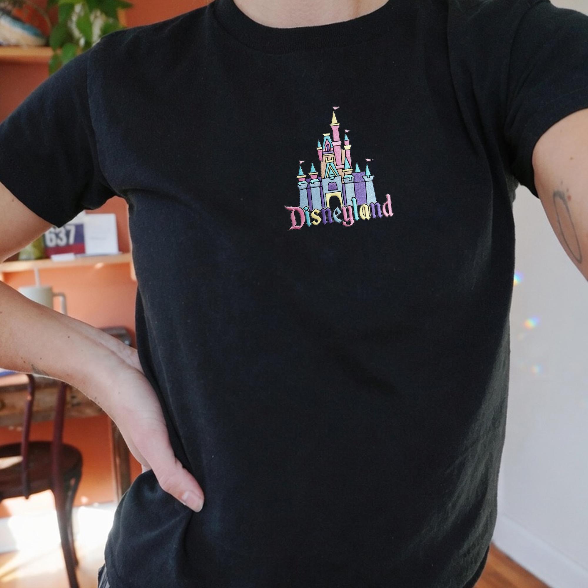 Embroidered Disneyland Castle Baby Tee In 90s Style – Cute Aesthetic Fitted Shirt For Magic Kingdom Inspired Disney Park Trip Outfit - photo 8