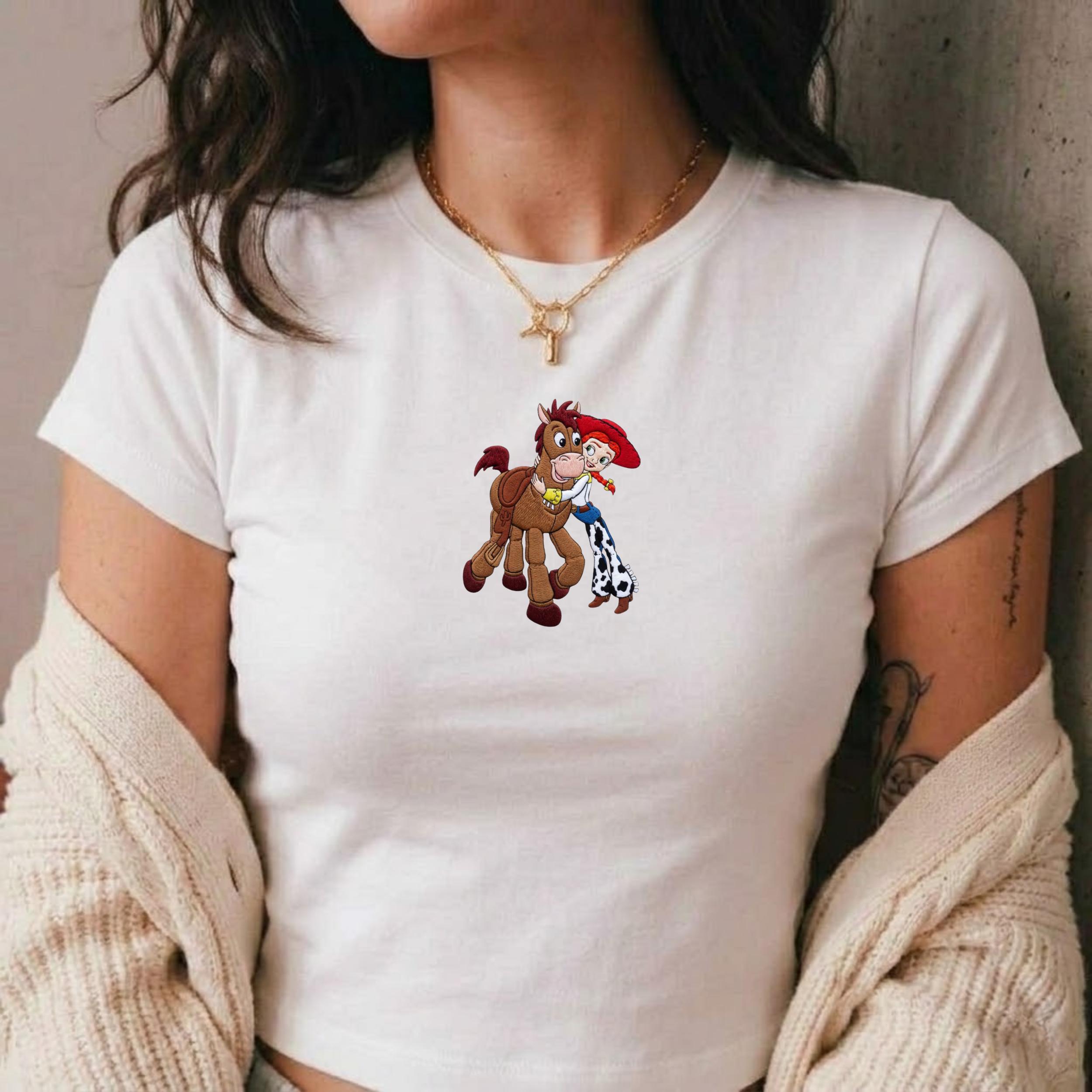 Embroidered Jessie and Bullseye Vintage Toy Story Baby Tee – Cute Y2K Disney Top for WDW Disneyland Vacation Trips - photo 2