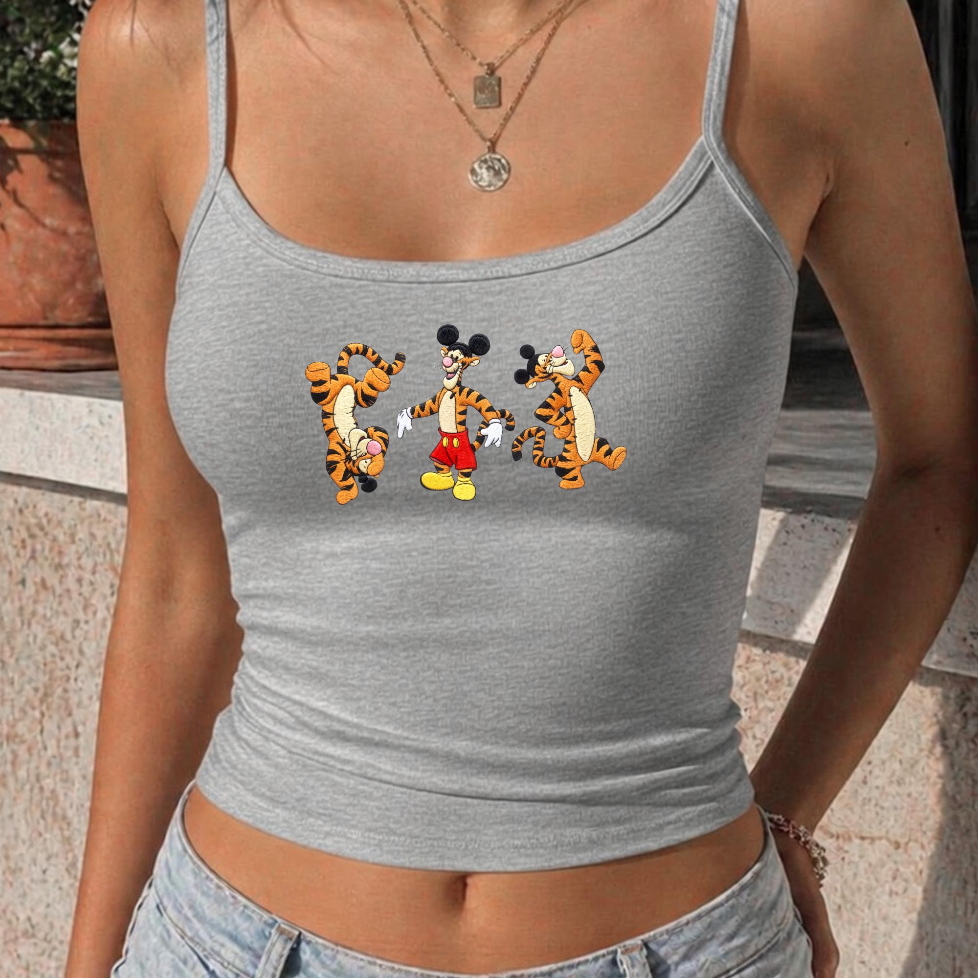 Disney Tigger Embroidered Tank Top And Winnie the Pooh Tiger Shirt for Y2K Racer Tank, Cute Cartoon Summer Outfit, Disney Trip Gift For Her - photo 4