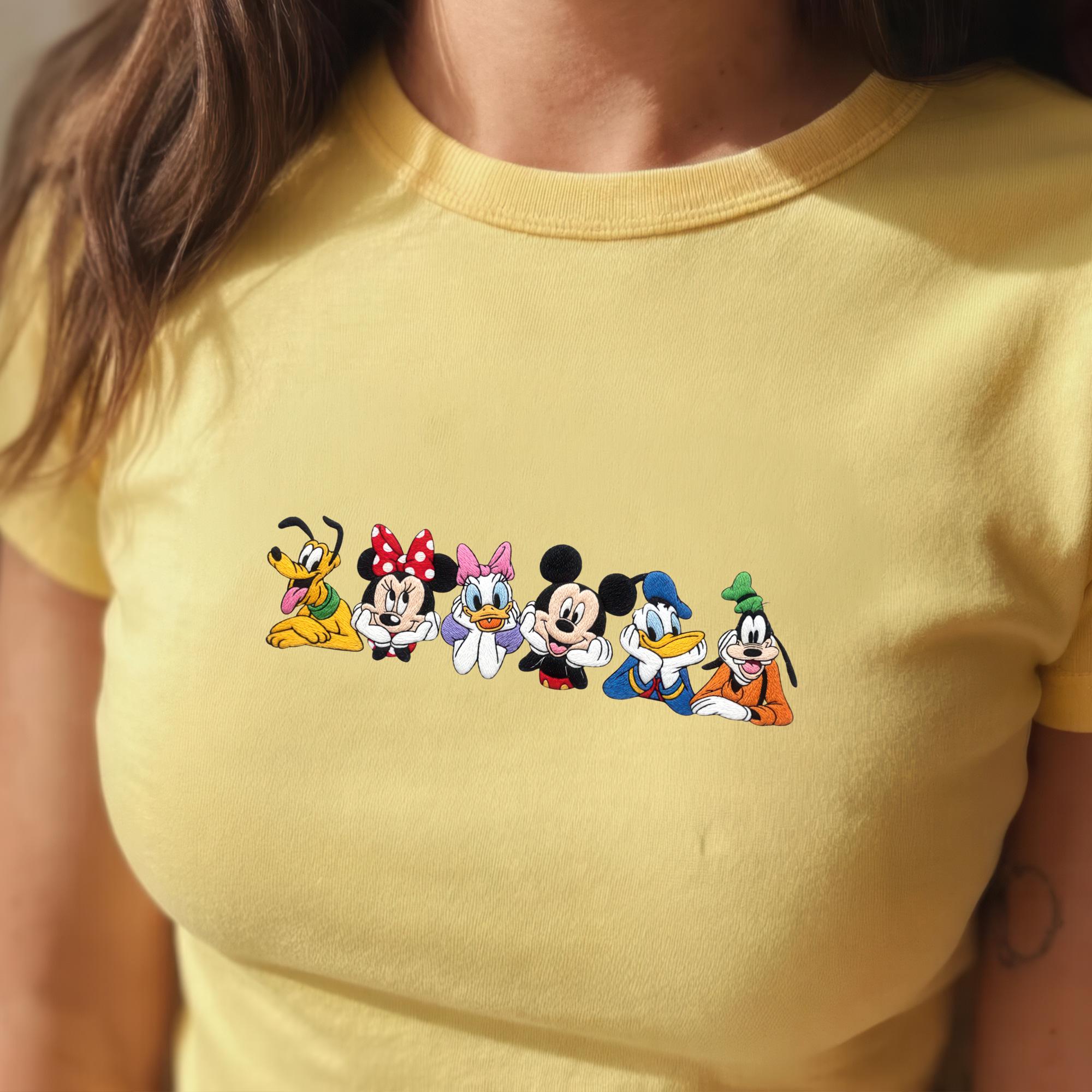 Cute Embroidered Mickey And Friends Baby Tee – Magical Mouse Head Embroidery Crop Top Shirt For Disney Family Trip Outfit And Gift - photo 3