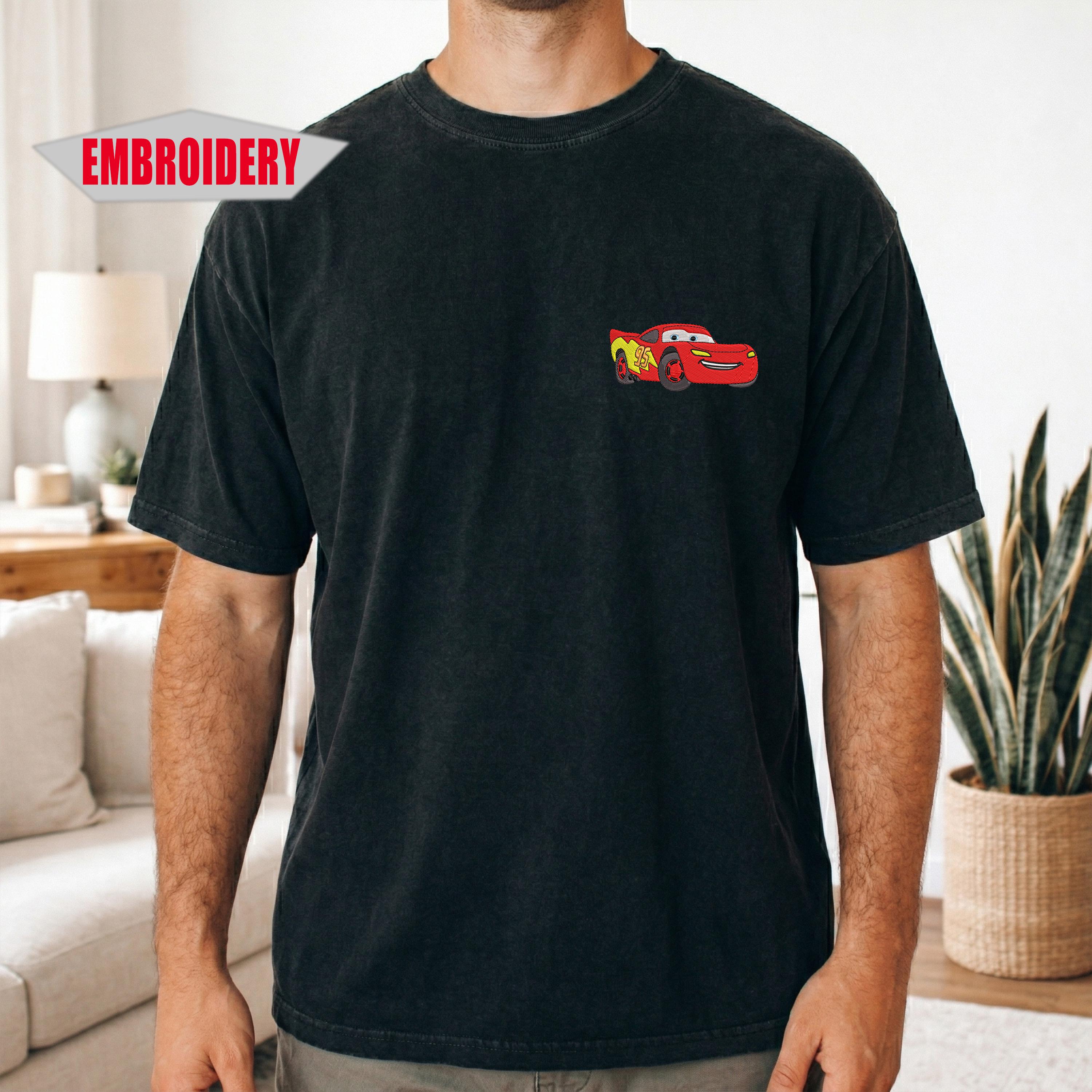 Custom Embroidered Disney Cars Comfort Colors Shirt with Lightning McQueen Mater and Sally – Racing Movie Fan Tee - photo 10