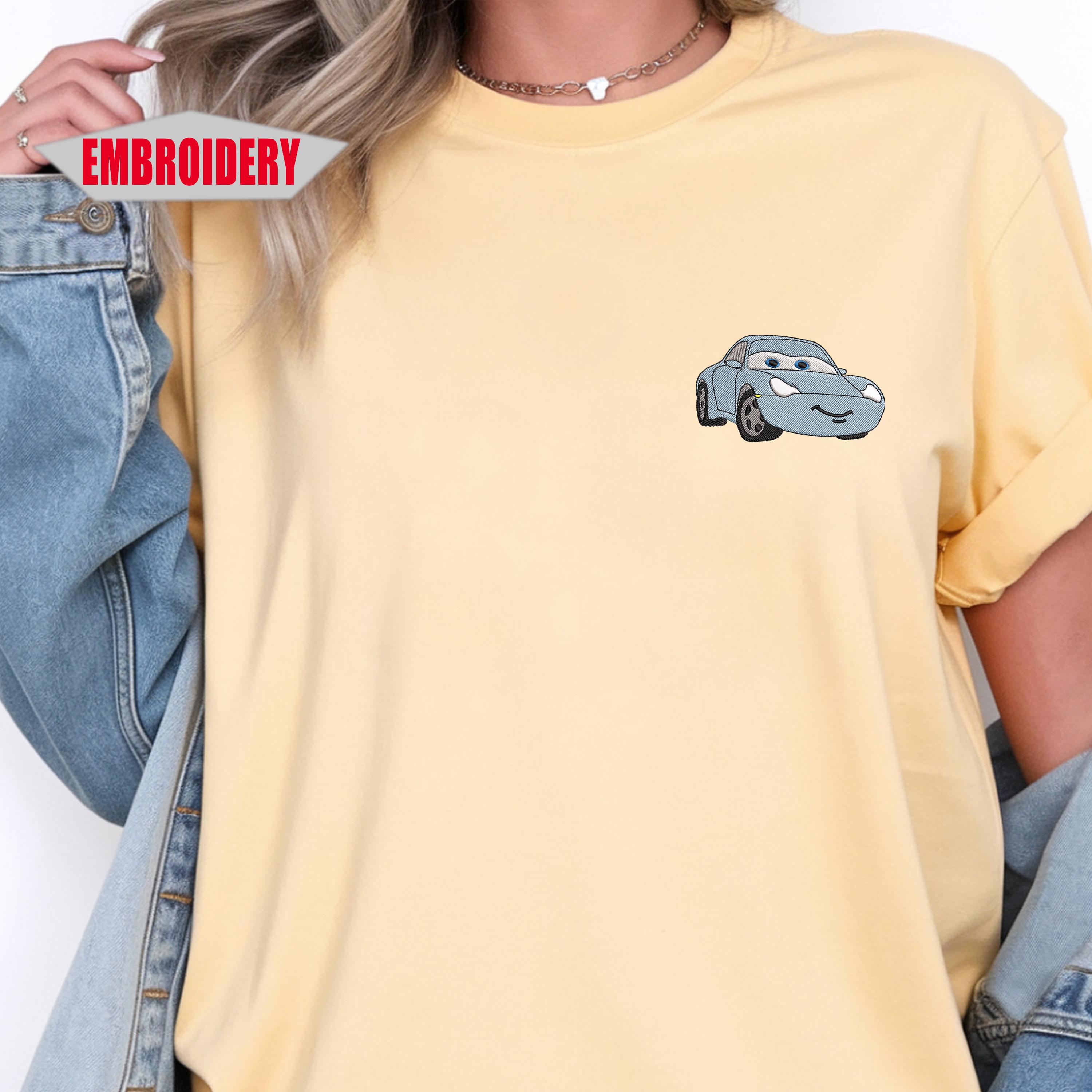 Custom Embroidered Disney Cars Comfort Colors Shirt with Lightning McQueen Mater and Sally – Racing Movie Fan Tee - photo 11
