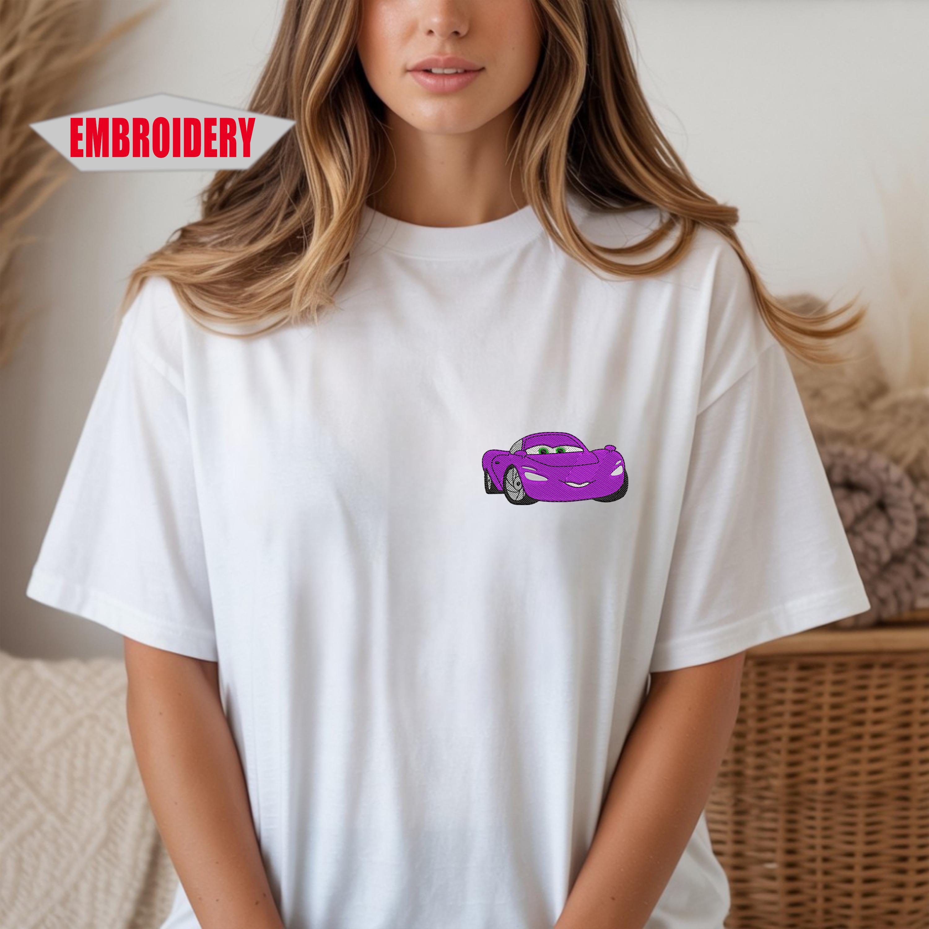 Custom Embroidered Disney Cars Comfort Colors Shirt with Lightning McQueen Mater and Sally – Racing Movie Fan Tee - photo 13
