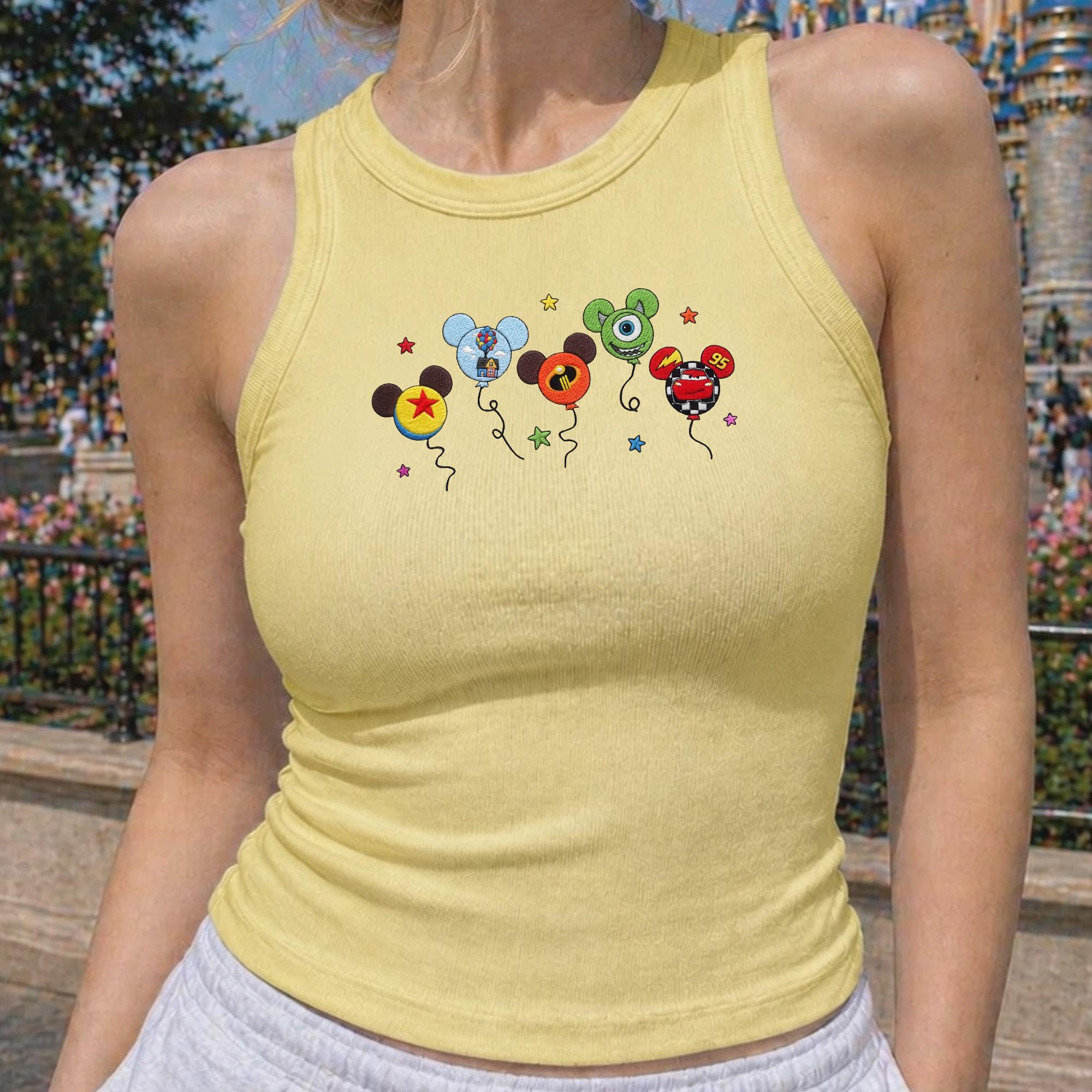 Embroidered Pixar Characters Balloon Tank Top And Toy Story Cars Lightning McQueen Graphic Tee, Disney Fan Gift for Park Trip - photo 2