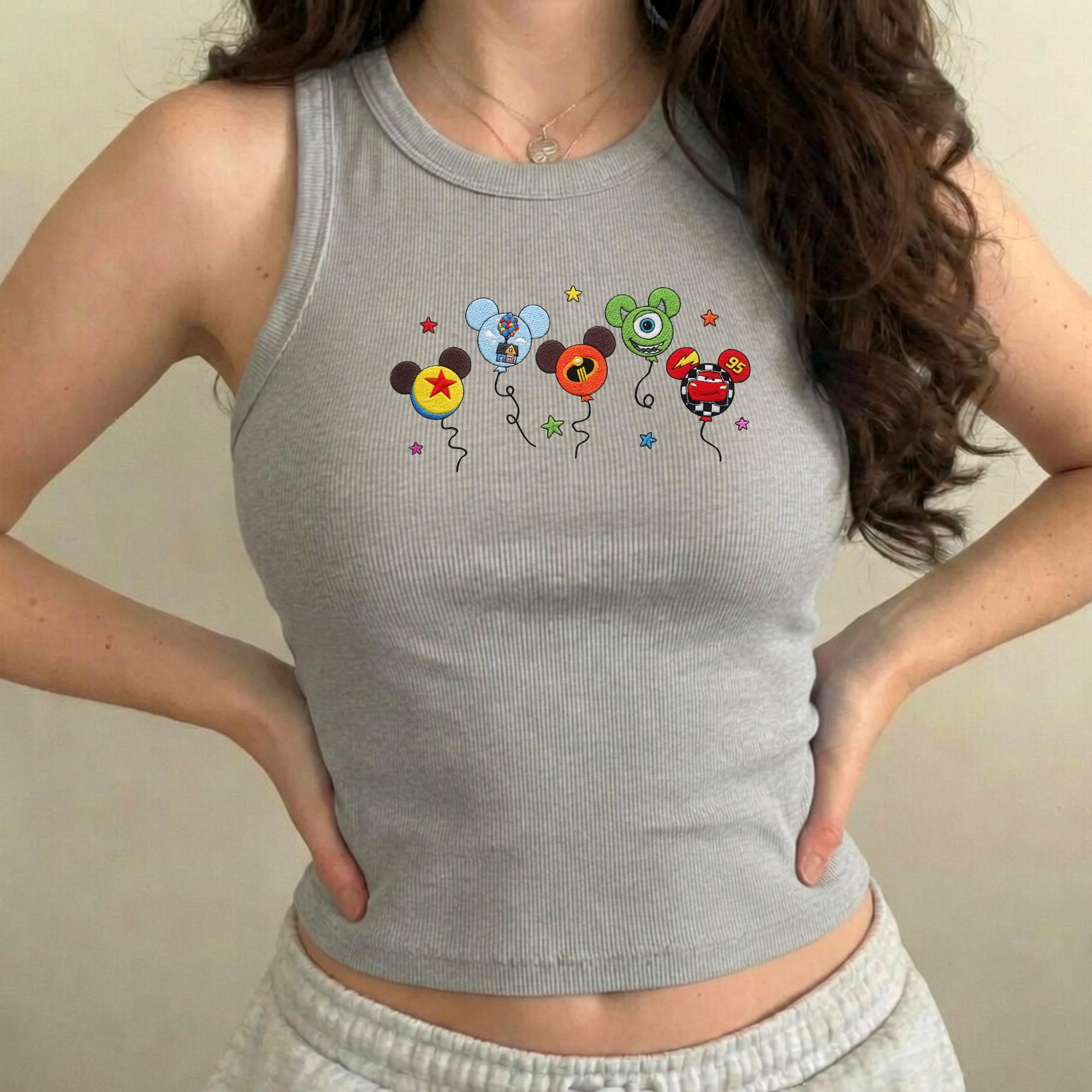 Embroidered Pixar Characters Balloon Tank Top And Toy Story Cars Lightning McQueen Graphic Tee, Disney Fan Gift for Park Trip - photo 4