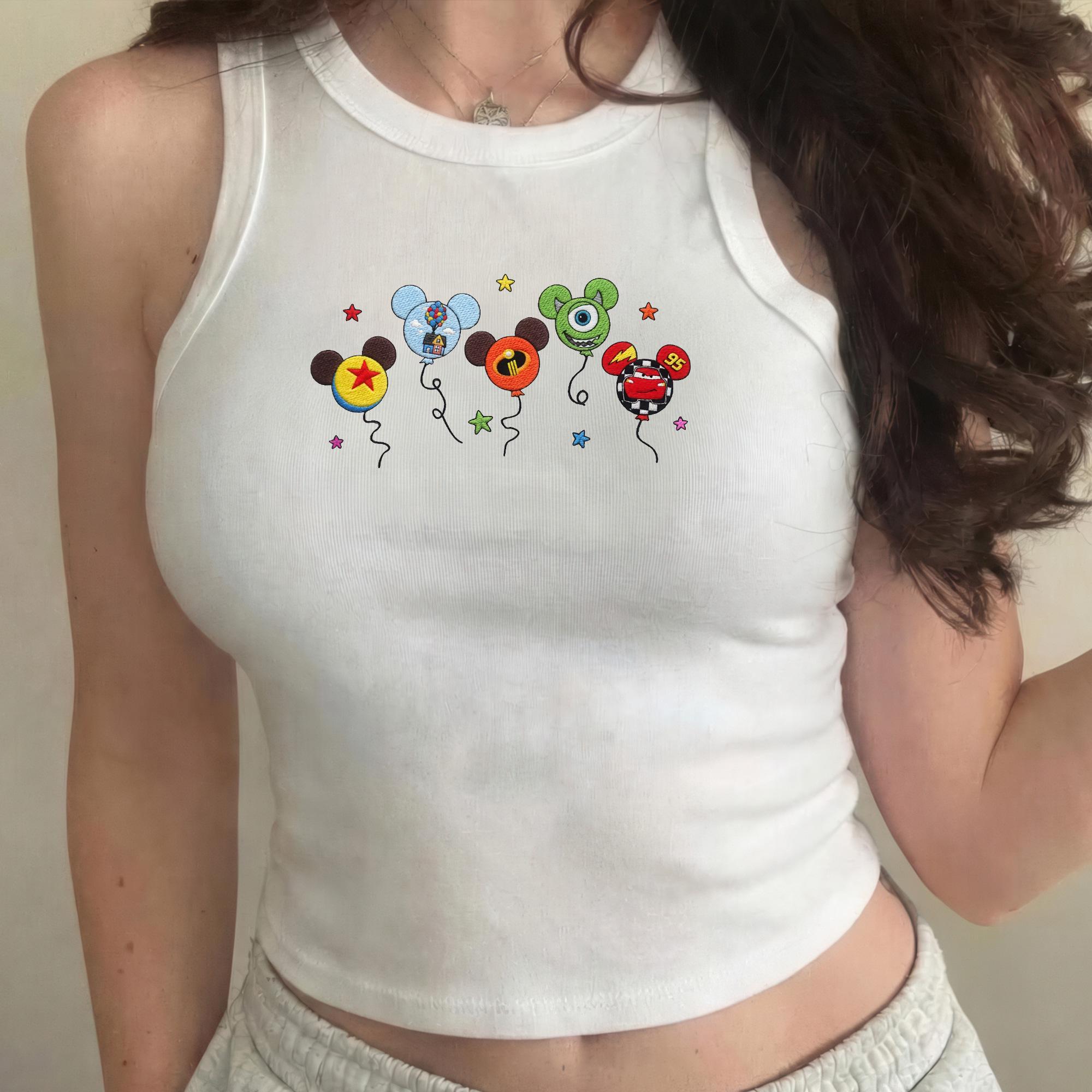 Embroidered Pixar Characters Balloon Tank Top And Toy Story Cars Lightning McQueen Graphic Tee, Disney Fan Gift for Park Trip - photo 6