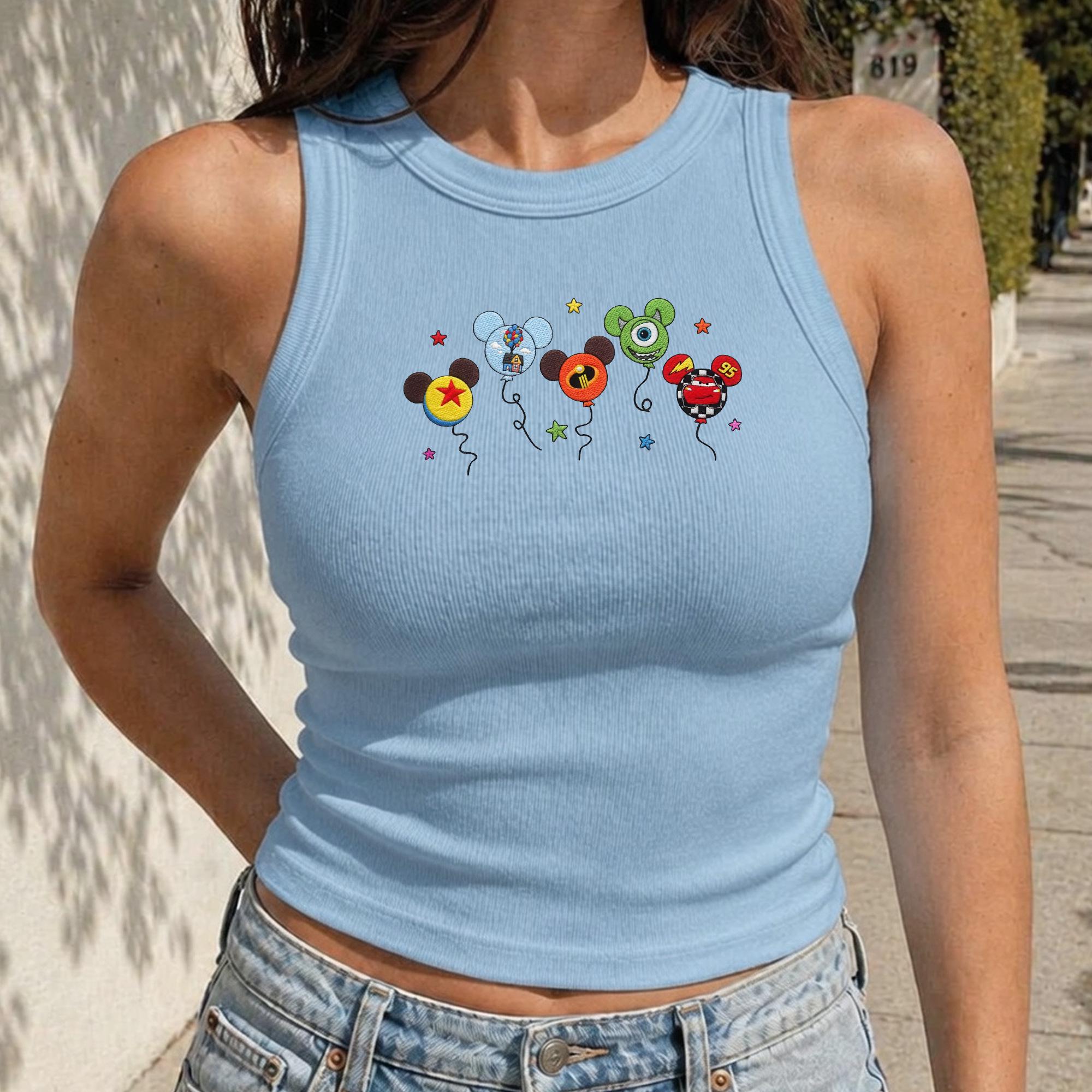 Embroidered Pixar Characters Balloon Tank Top And Toy Story Cars Lightning McQueen Graphic Tee, Disney Fan Gift for Park Trip - photo 7
