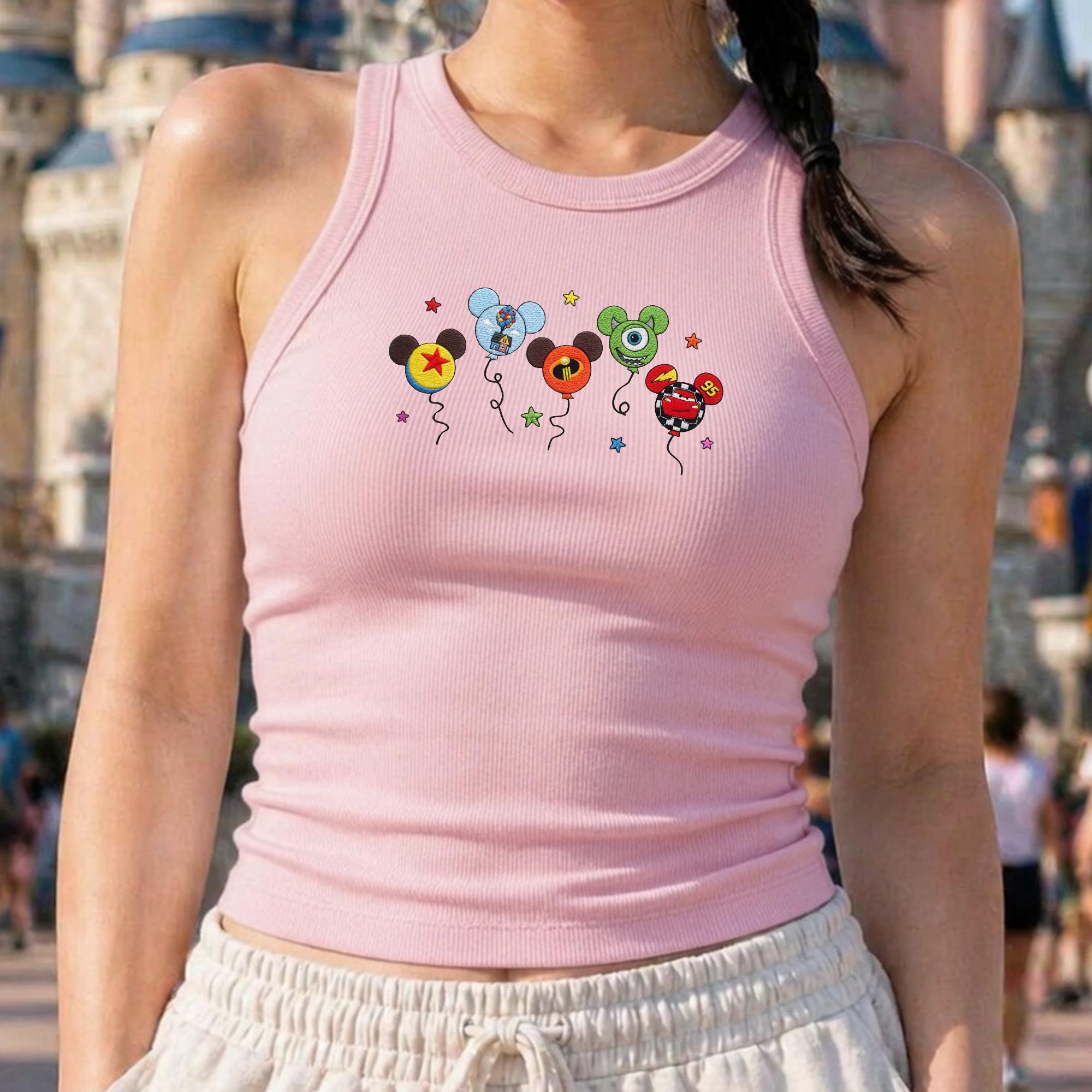 Embroidered Pixar Characters Balloon Tank Top And Toy Story Cars Lightning McQueen Graphic Tee, Disney Fan Gift for Park Trip - photo 8