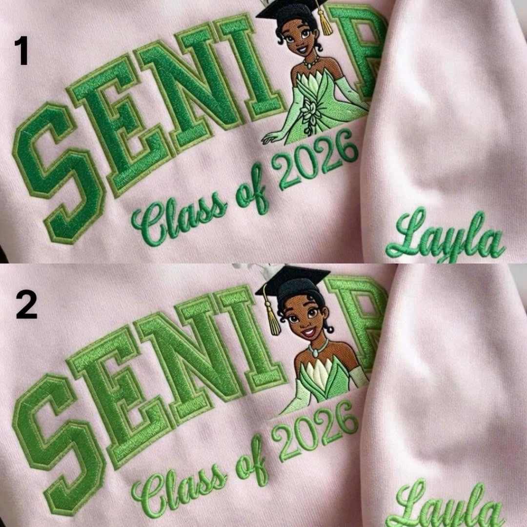 Personalized Tiana Senior Embroidered Sweatshirt with Custom Name – Disney Princess Grad Nite Crewneck and Class of 2026 Gift - photo 8
