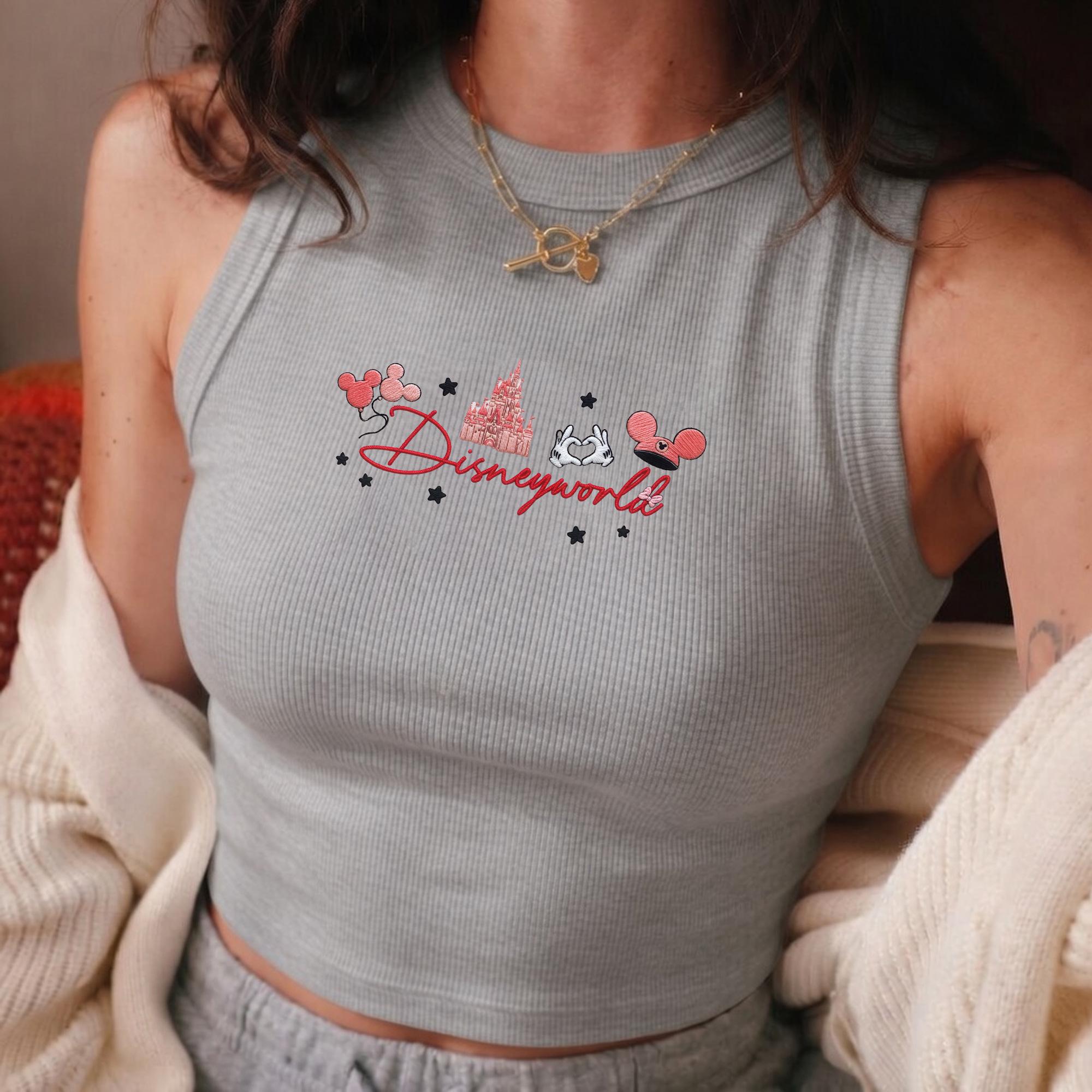 Disney World Embroidered Tank Top with Minnie Castle Pink Bow, Gift for Lovers Trip and Cute Magical Park Tank for Women - photo 8