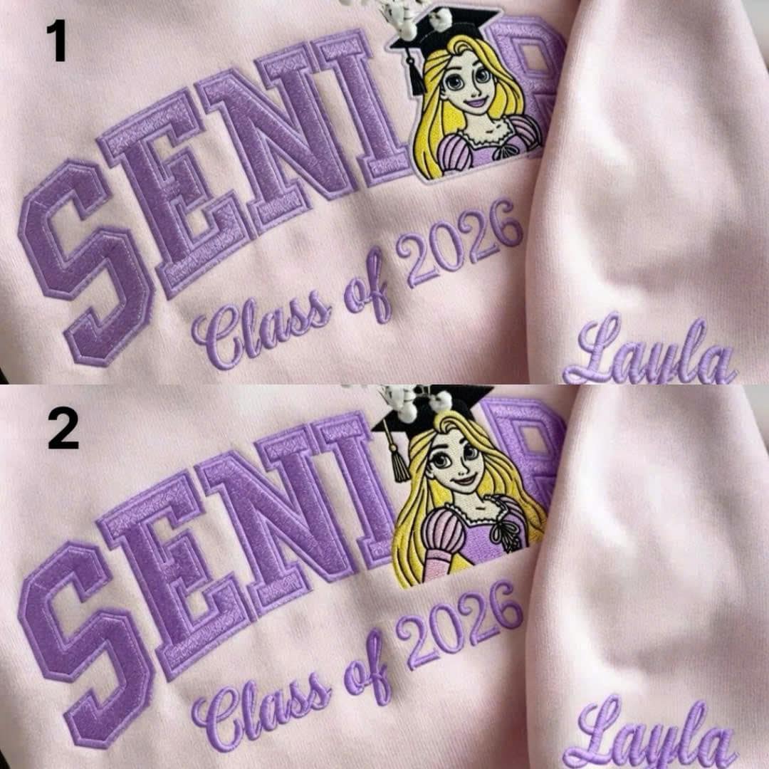 Personalized Rapunzel Senior Embroidered Sweatshirt with Custom Name – Disney Princess Grad Nite Crewneck and Class of 2026 Gift - photo 4