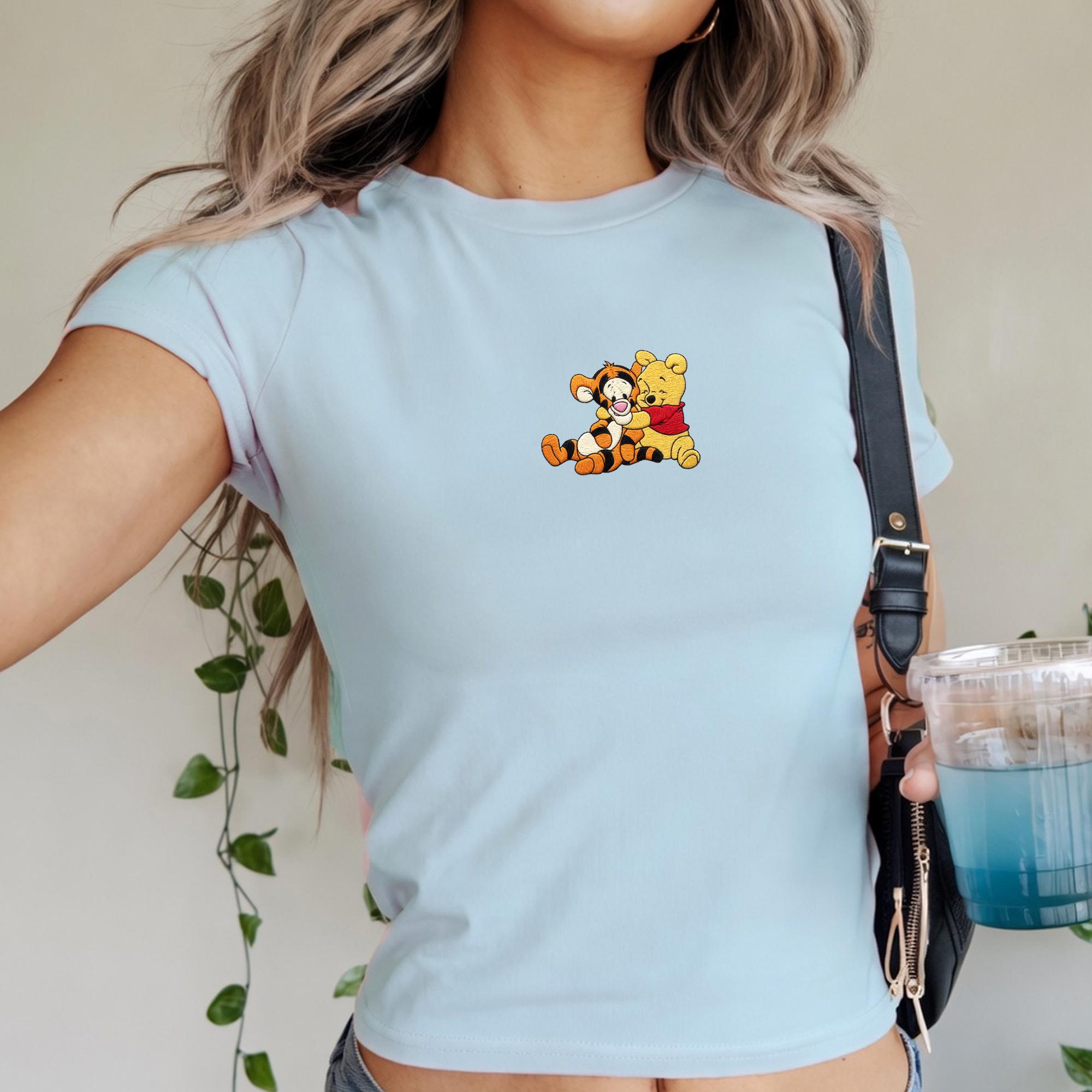Embroidered Winnie Pooh Tigger Baby Tee with Retro Cartoon, Gift for Disney Fans Vacation and Cute Fitted Disney Shirt - photo 2