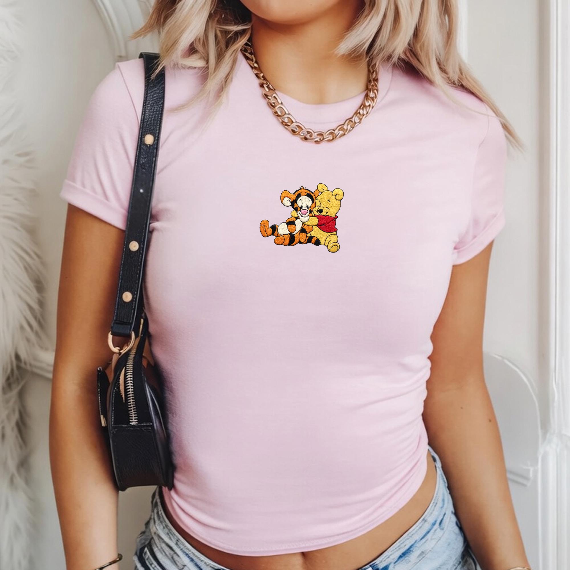 Embroidered Winnie Pooh Tigger Baby Tee with Retro Cartoon, Gift for Disney Fans Vacation and Cute Fitted Disney Shirt - photo 3