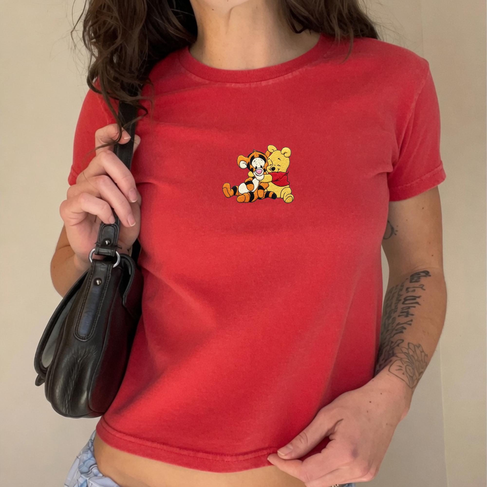 Embroidered Winnie Pooh Tigger Baby Tee with Retro Cartoon, Gift for Disney Fans Vacation and Cute Fitted Disney Shirt - photo 6