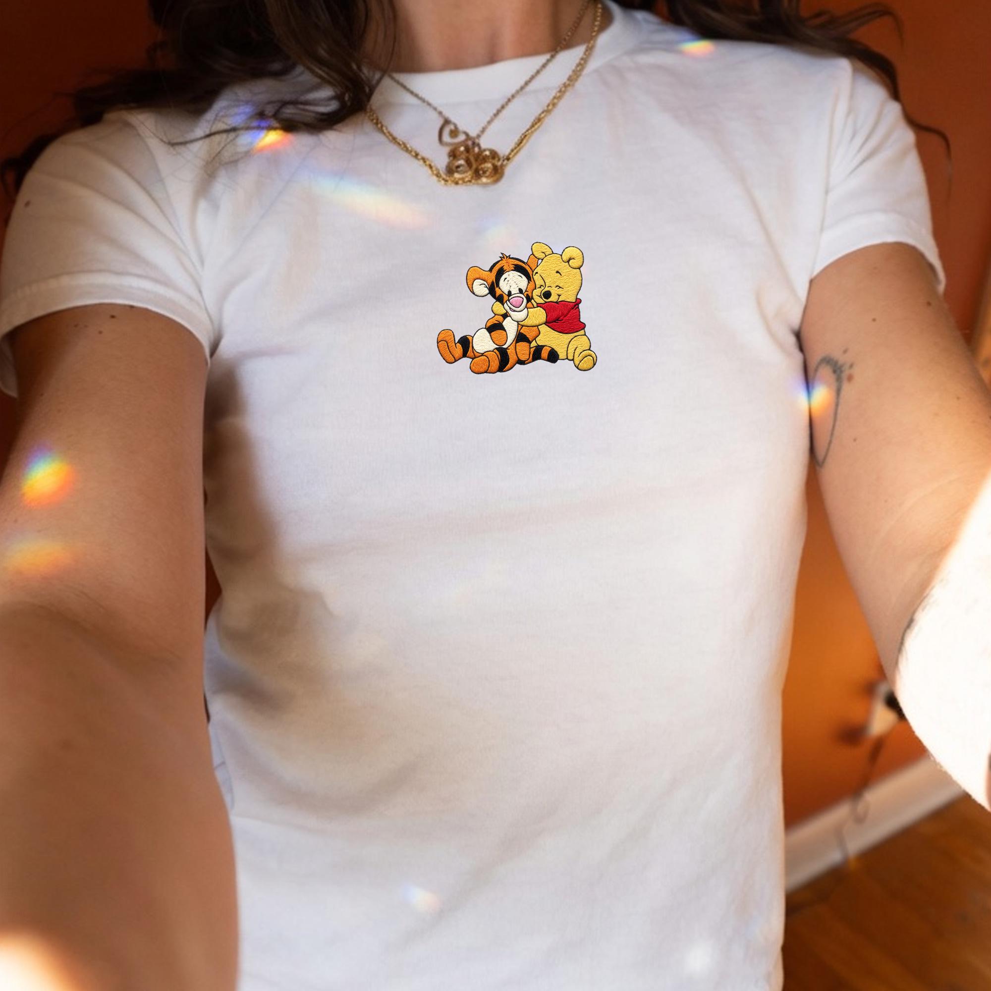 Embroidered Winnie Pooh Tigger Baby Tee with Retro Cartoon, Gift for Disney Fans Vacation and Cute Fitted Disney Shirt - photo 8