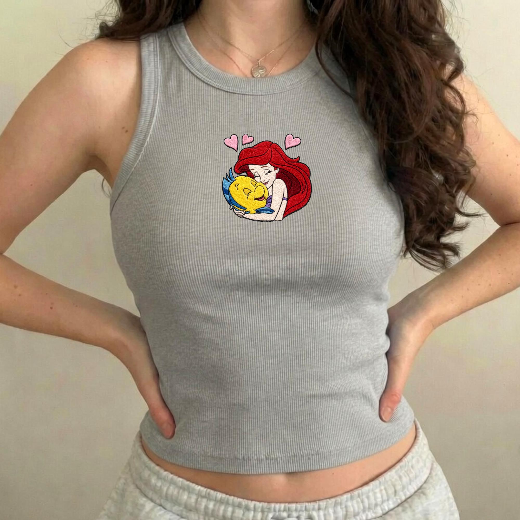 Embroidered Little Mermaid Tank Top with Disney Style, Park Outfit for Women and Cute Summer Vacation Shirt - photo 2