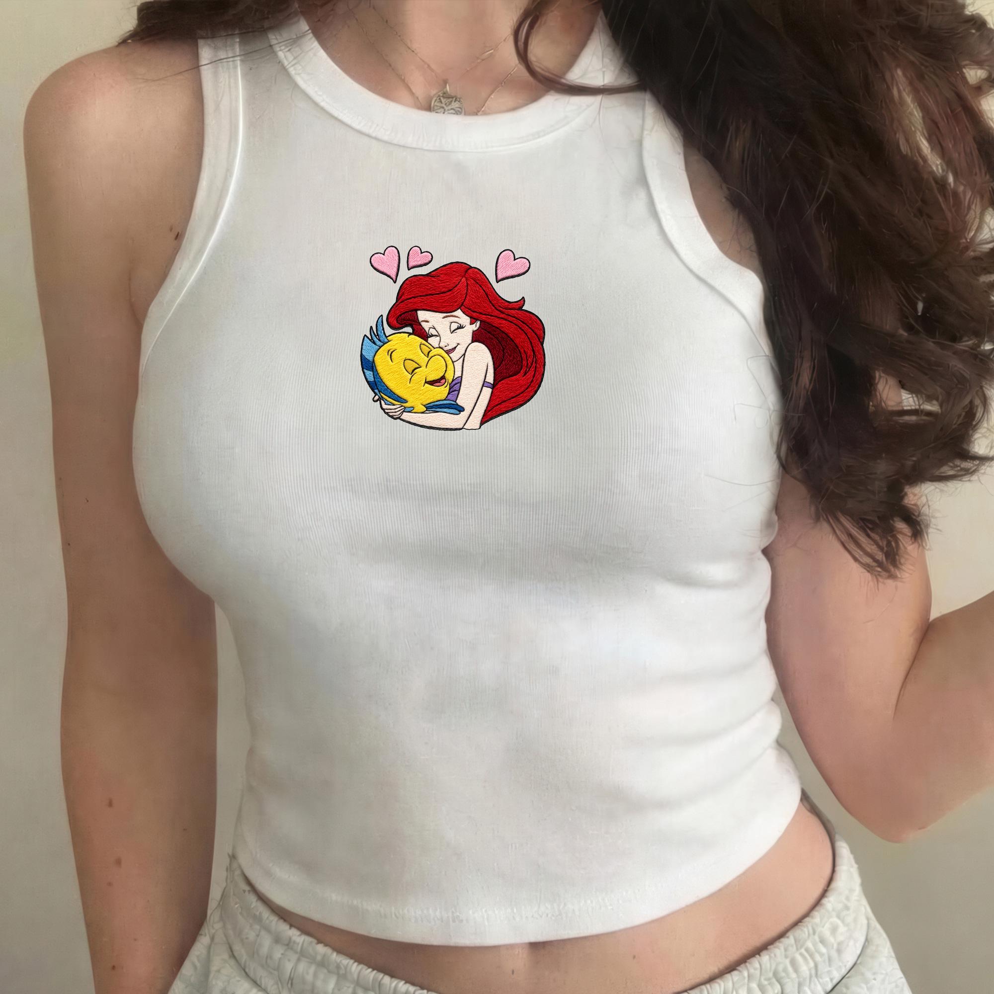 Embroidered Little Mermaid Tank Top with Disney Style, Park Outfit for Women and Cute Summer Vacation Shirt - photo 6