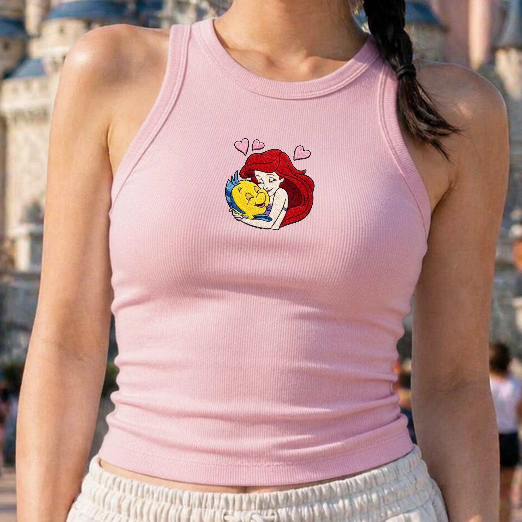 Embroidered Little Mermaid Tank Top with Disney Style, Park Outfit for Women and Cute Summer Vacation Shirt - photo 8
