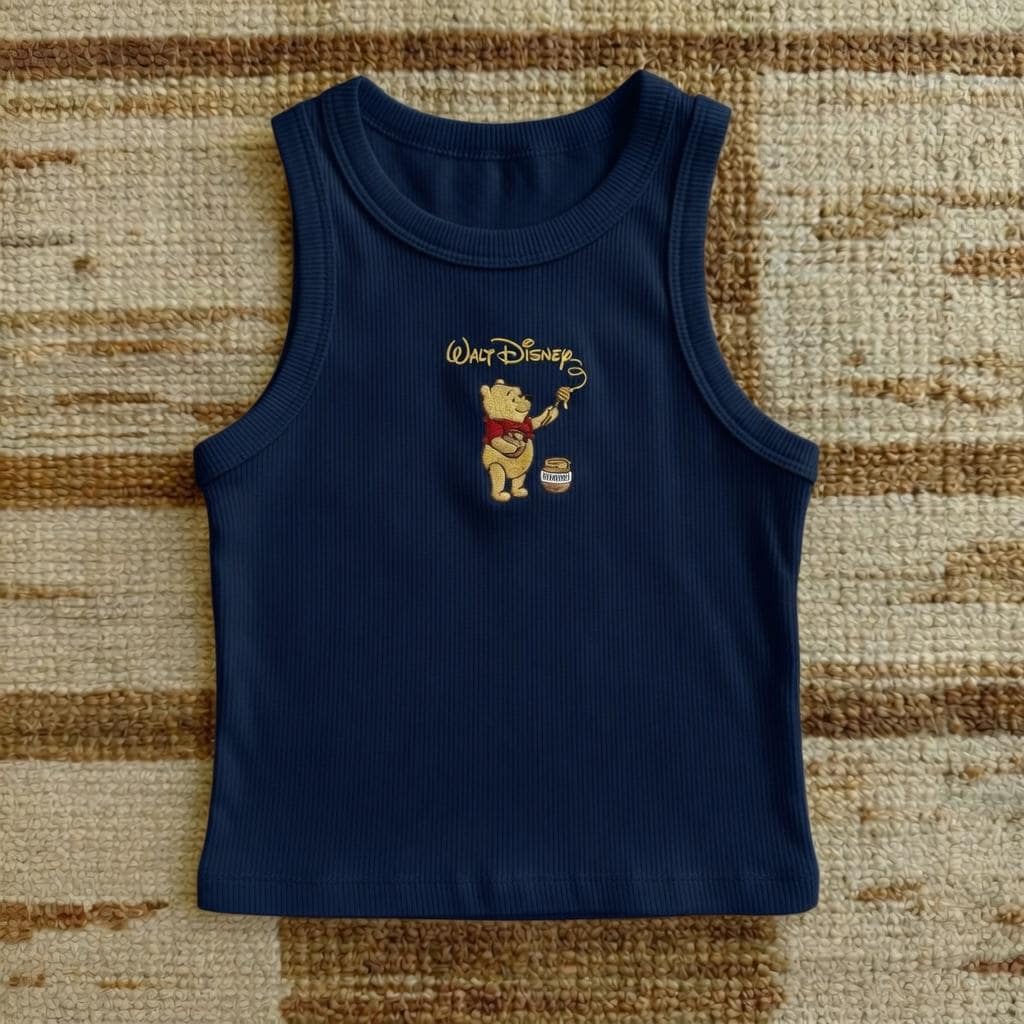 Embroidered Walt Disney Artist Winnie the Pooh Tank Top – Retro Park Outfit Shirt and Classic Pooh Gift Tee