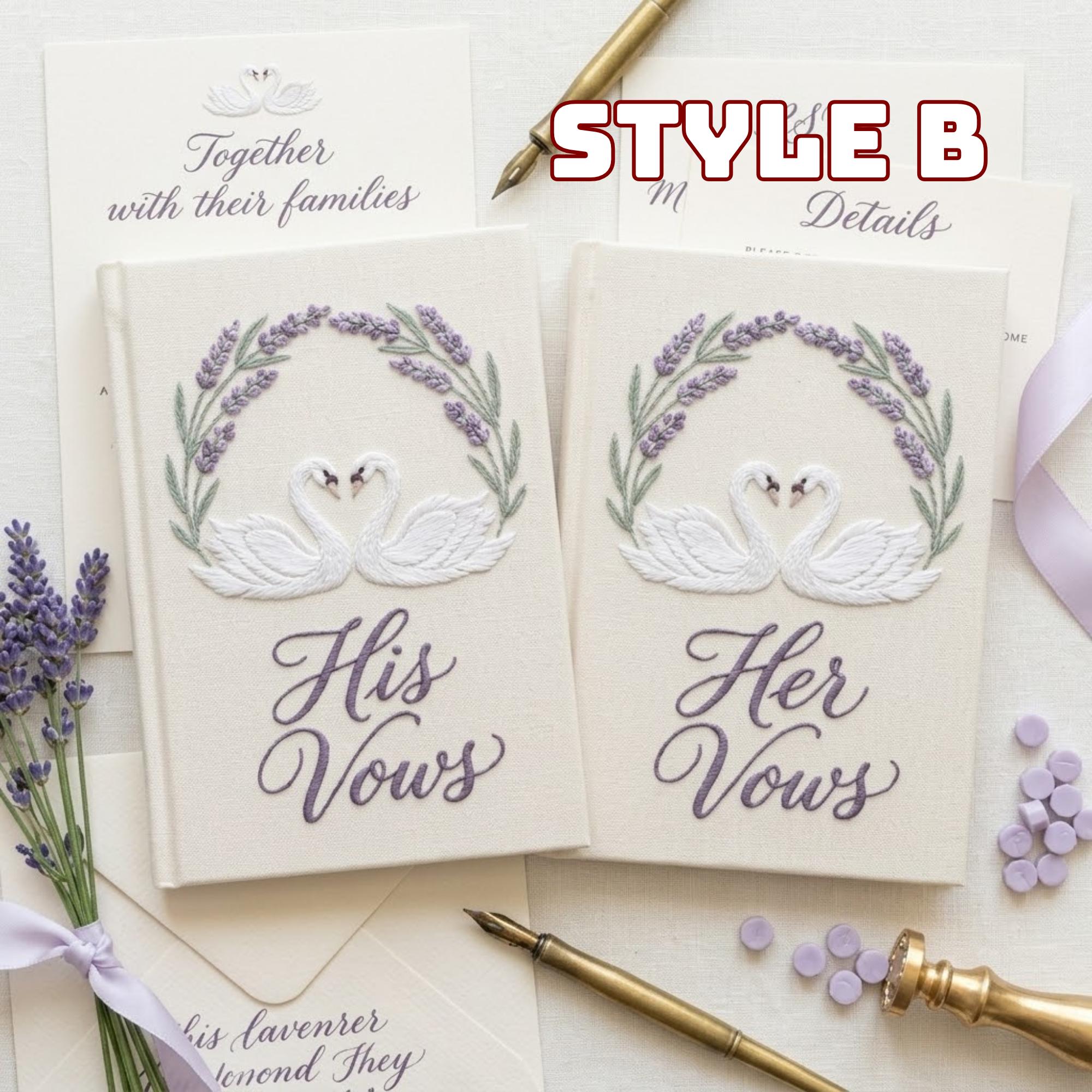 Handmade Embroidered Lavender Wedding Vow Books with Custom Floral His and Her Books for Bride and Groom Gift for Couples - photo 4