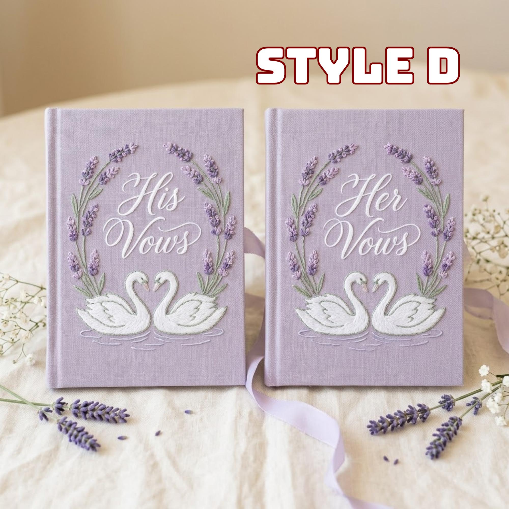 Handmade Embroidered Lavender Wedding Vow Books with Custom Floral His and Her Books for Bride and Groom Gift for Couples - photo 6