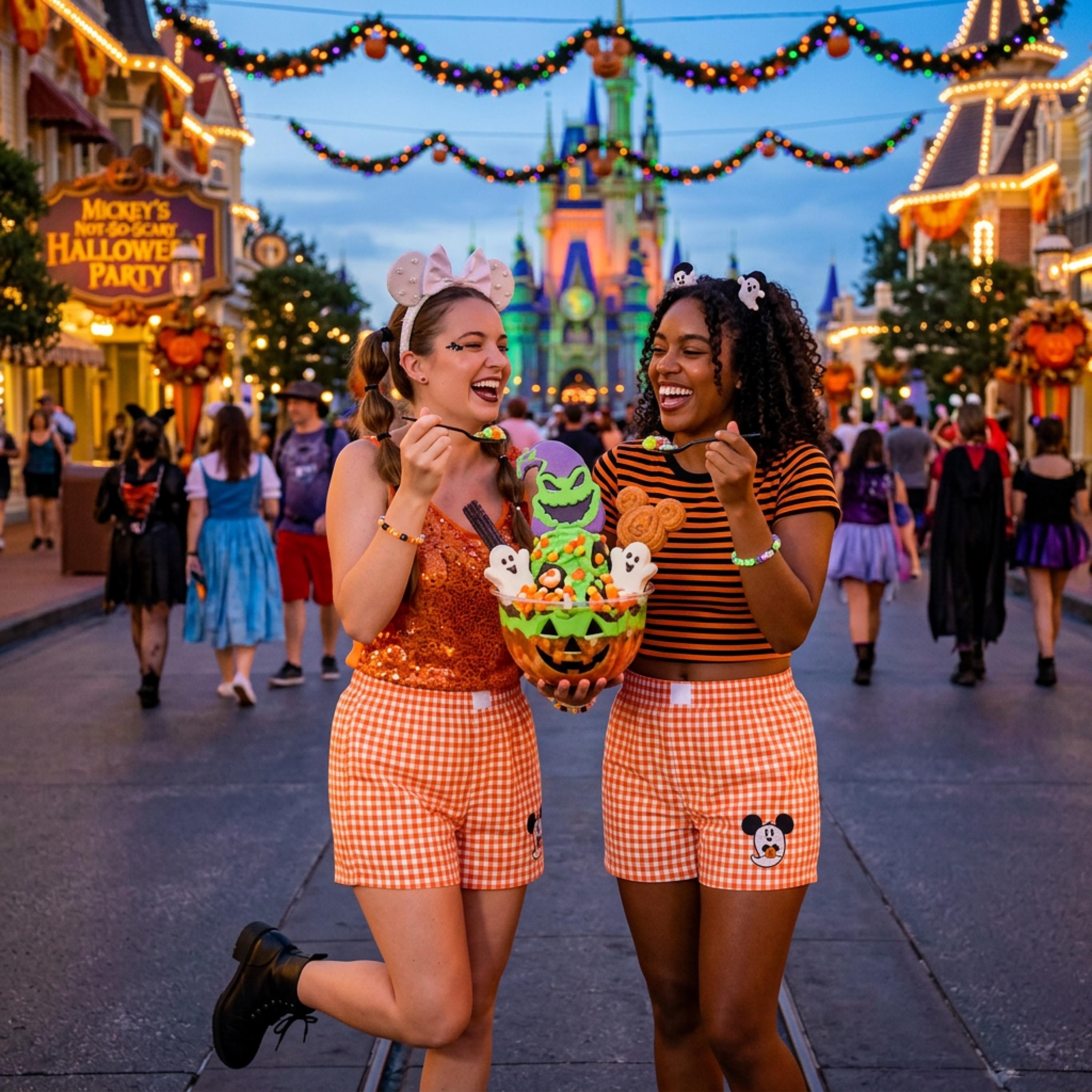 Adorable Disney Inspired Halloween Ghost Mouse Embroidered Gingham Shorts for Spooky Season Park Day Outfits - photo 3