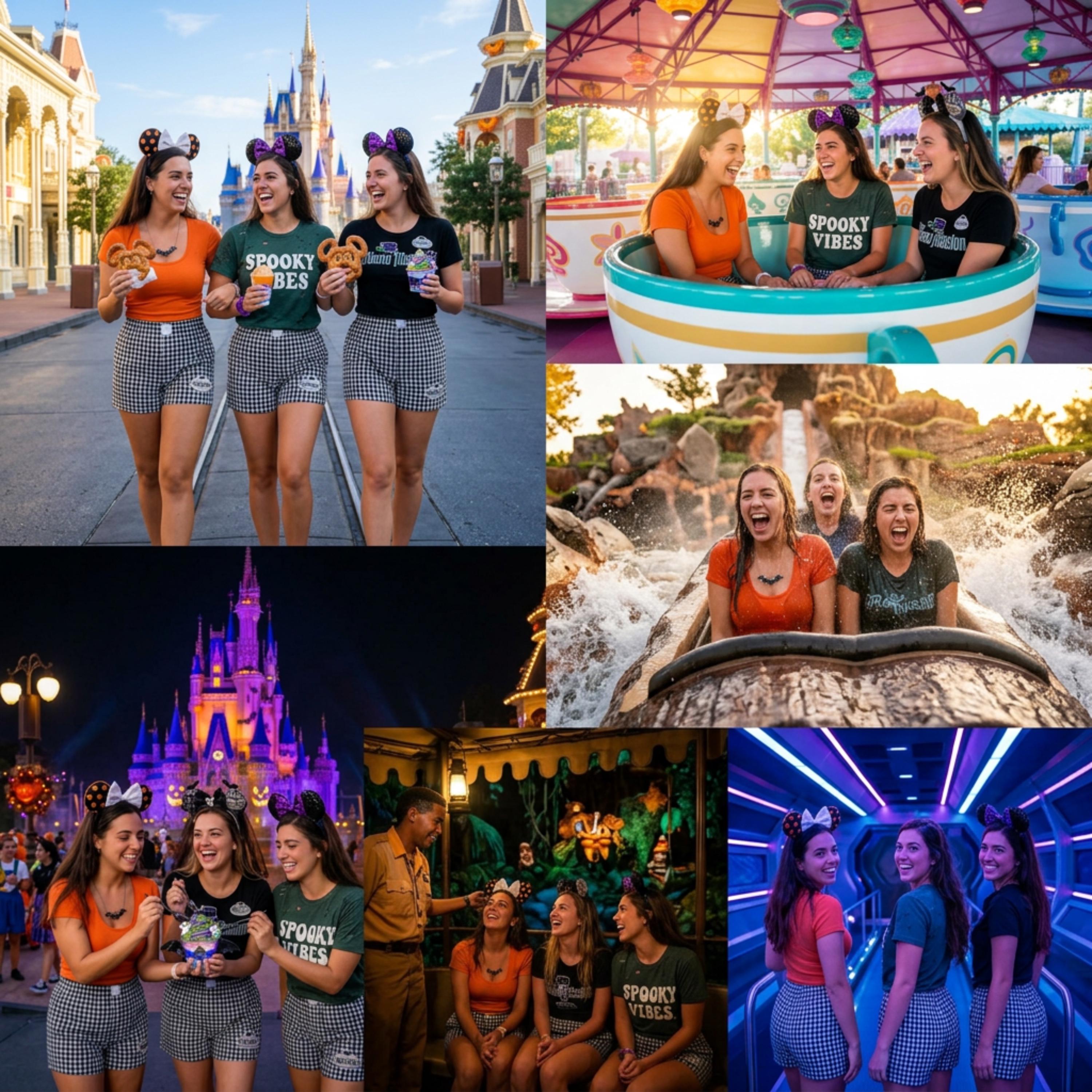 Adorable Disney Inspired Ghost Host Halloween Embroidered Gingham Shorts for Spooky Season Park Day Outfits - photo 5