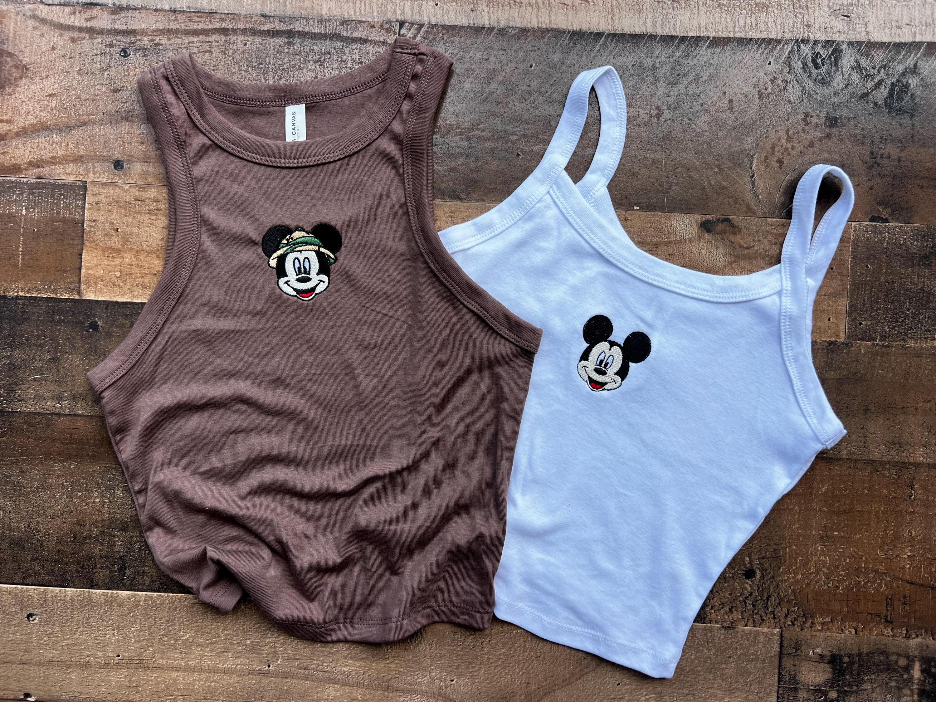 Animal Kingdom Safari Mickey Embroidered Brown Crop Tank Baby Tee – AK Pandora Leopard Tree of Life Disneyworld Y2K WDW Unisex Shirt - photo 4