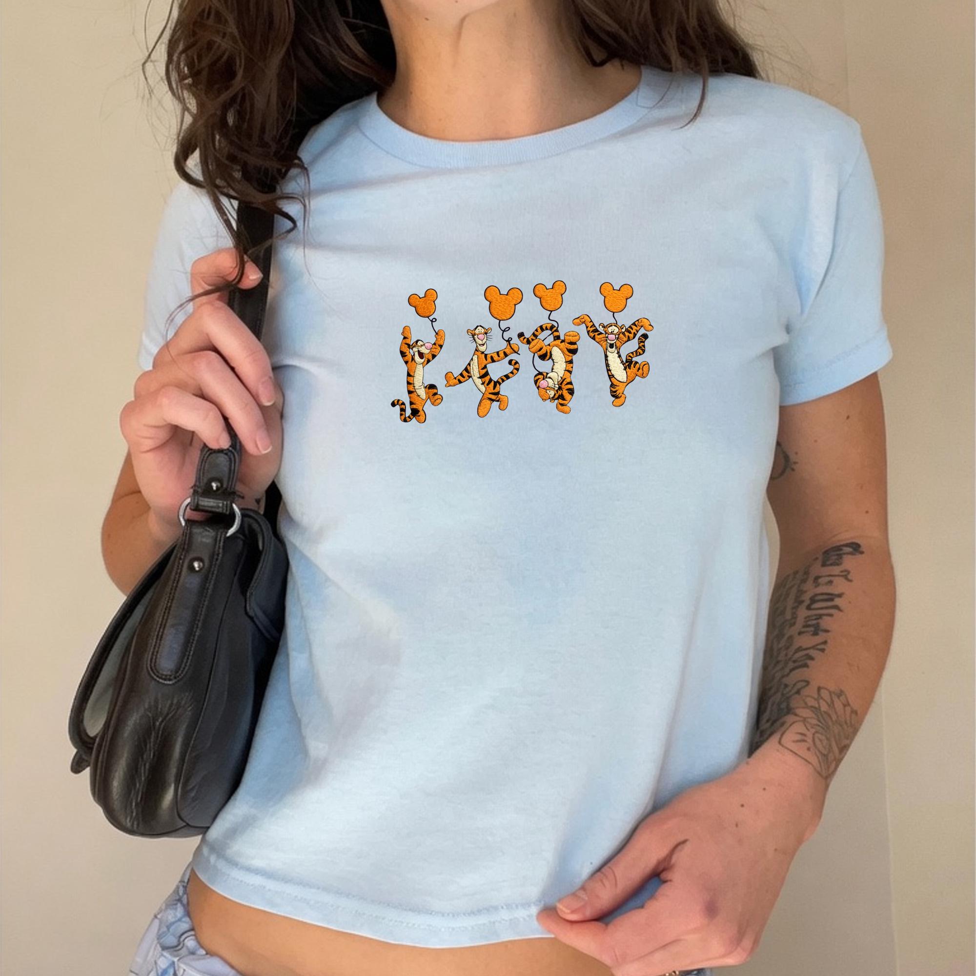 Embroidered Winnie the Pooh Friends Baby Tee with Tigger Mickey Balloon for Disney Park Outfit for Women - photo 2