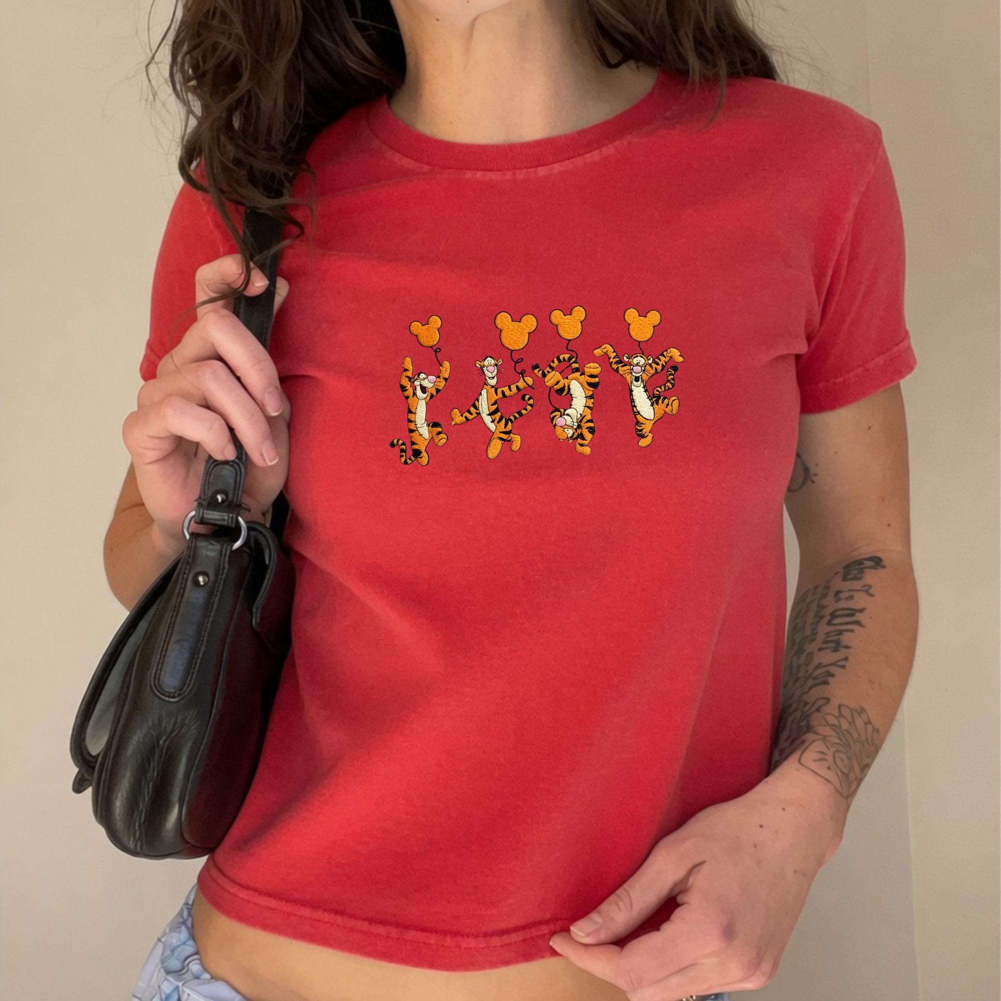 Embroidered Winnie the Pooh Friends Baby Tee with Tigger Mickey Balloon for Disney Park Outfit for Women - photo 7