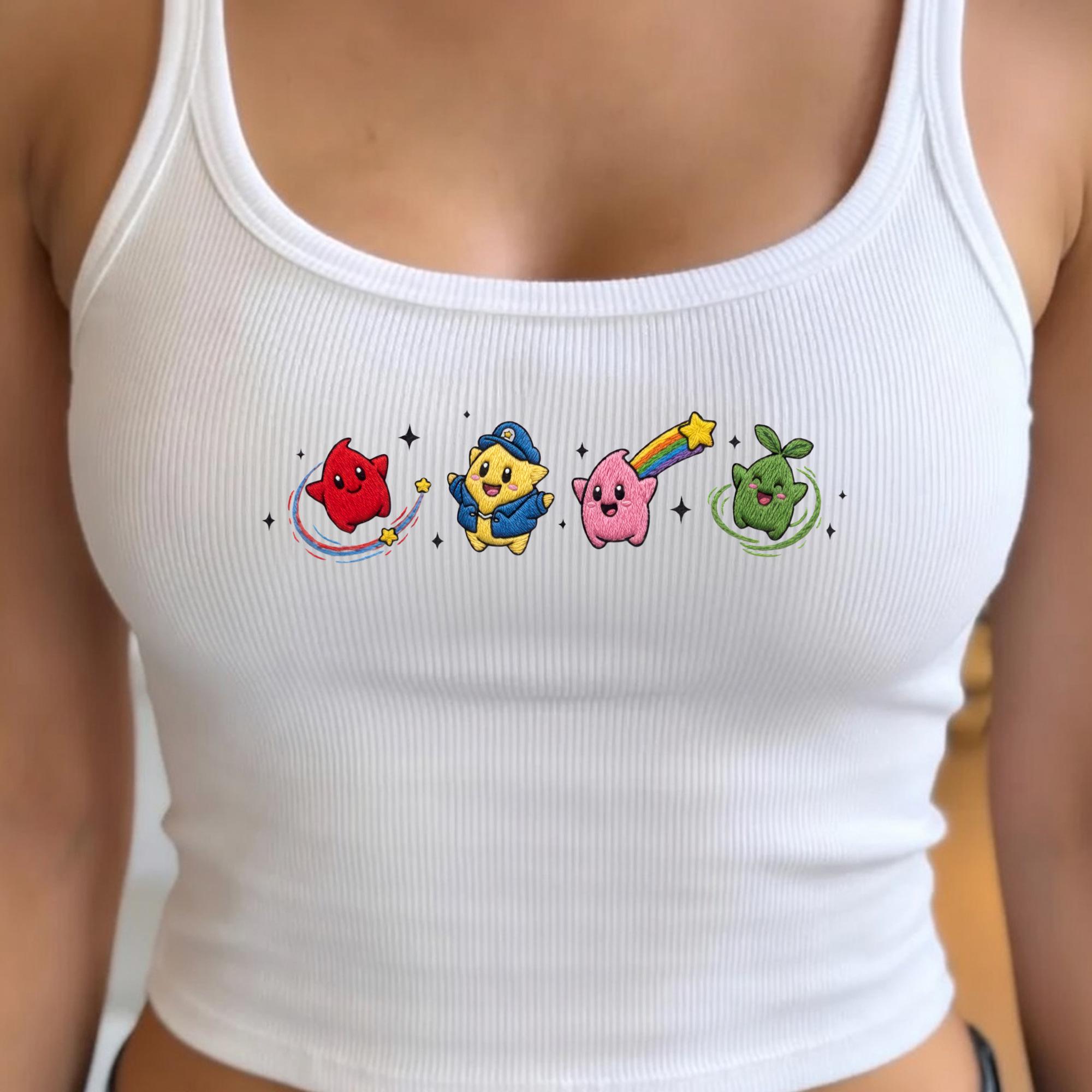 Embroidered Star Luma Ribbed Tank Top with Mario Galaxy Gamer Gift Shirt for Cute Crop Tank Top for Epic Universe Girls Trip