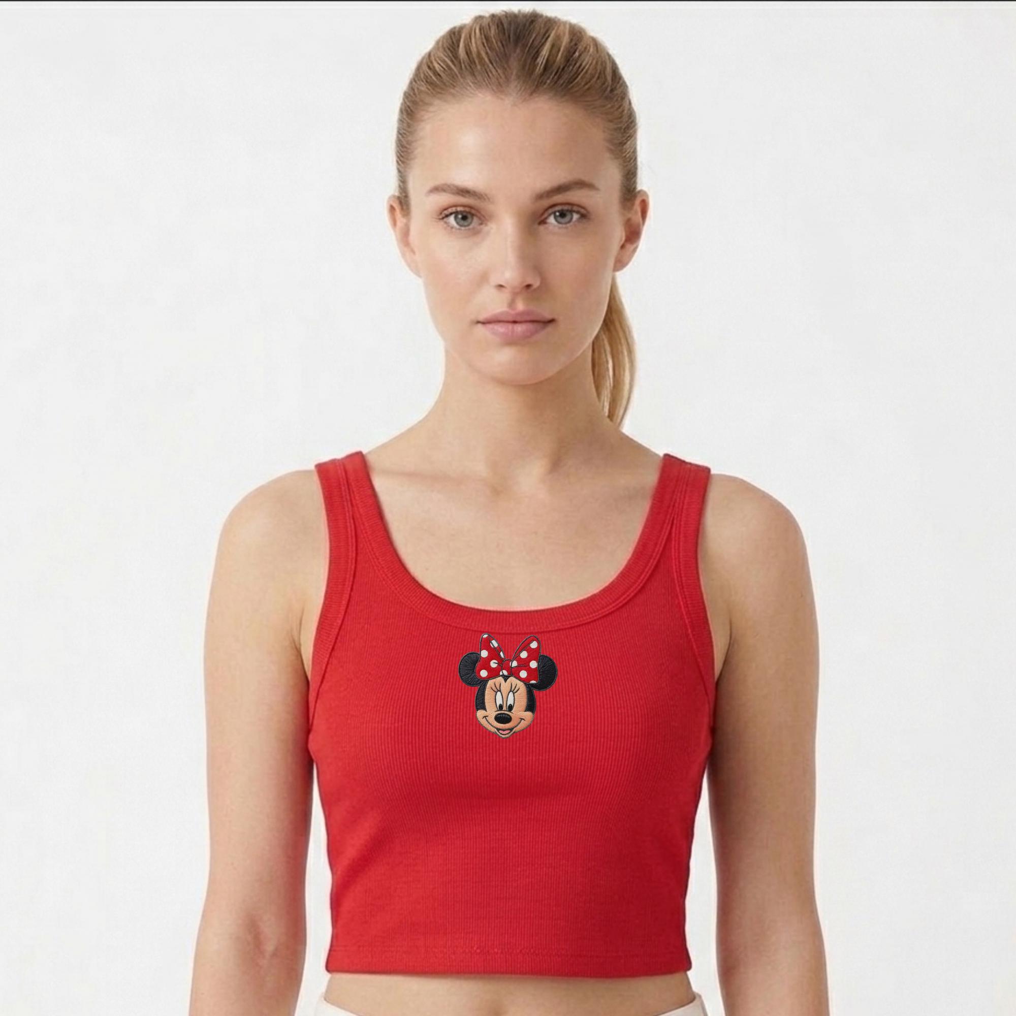 Embroidered Mickey and Minnie Crop Tank Top – Girly Aesthetic Magic Kingdom Minnie Tee for WDW Trips and Park Days - photo 4