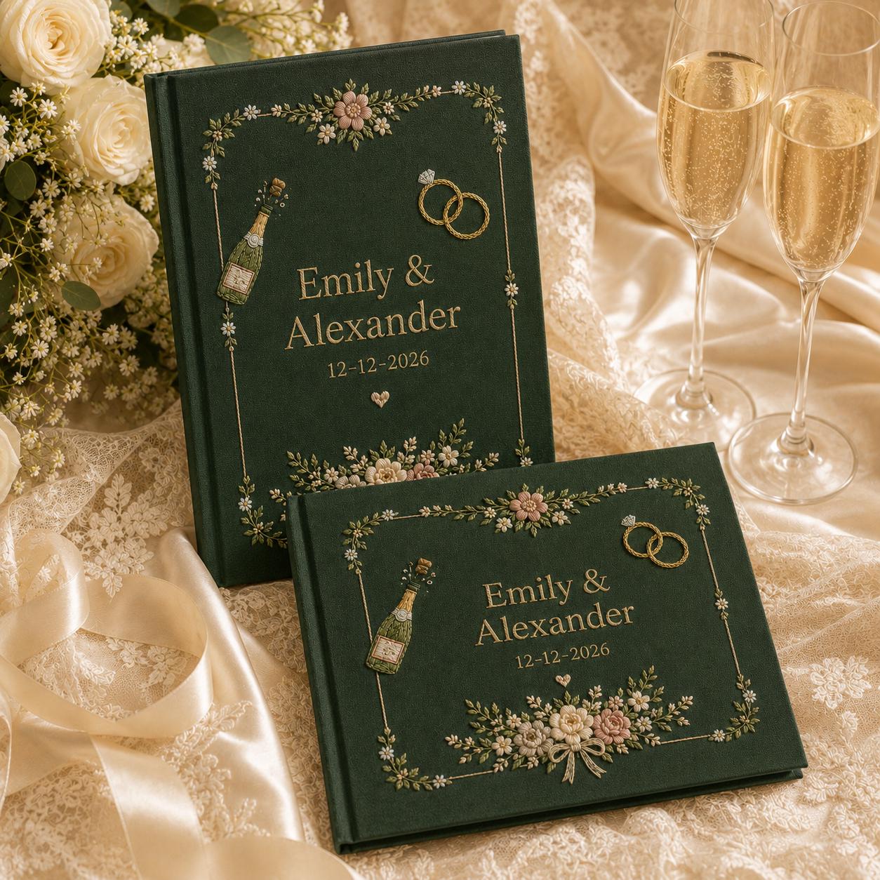 Custom Name Embroidered Wedding Guestbook with Personalized Linen Photo Album for Romantic Bridal Shower Keepsake - photo 2