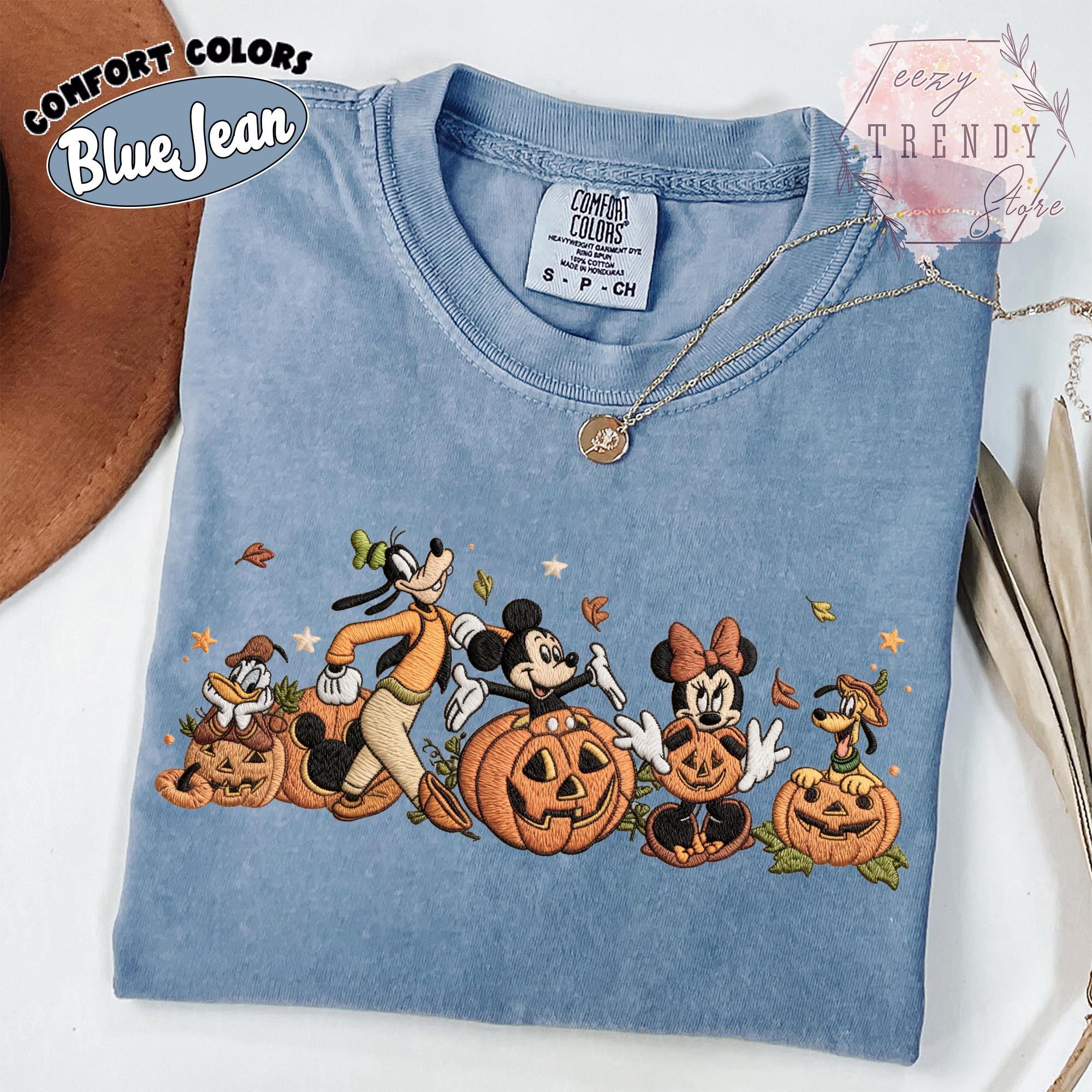 Embroidered Comfort Colors Mickey and Friends Autumn Pumpkin Shirt – Fall Vibes Disney Halloween Trip Tee - photo 7