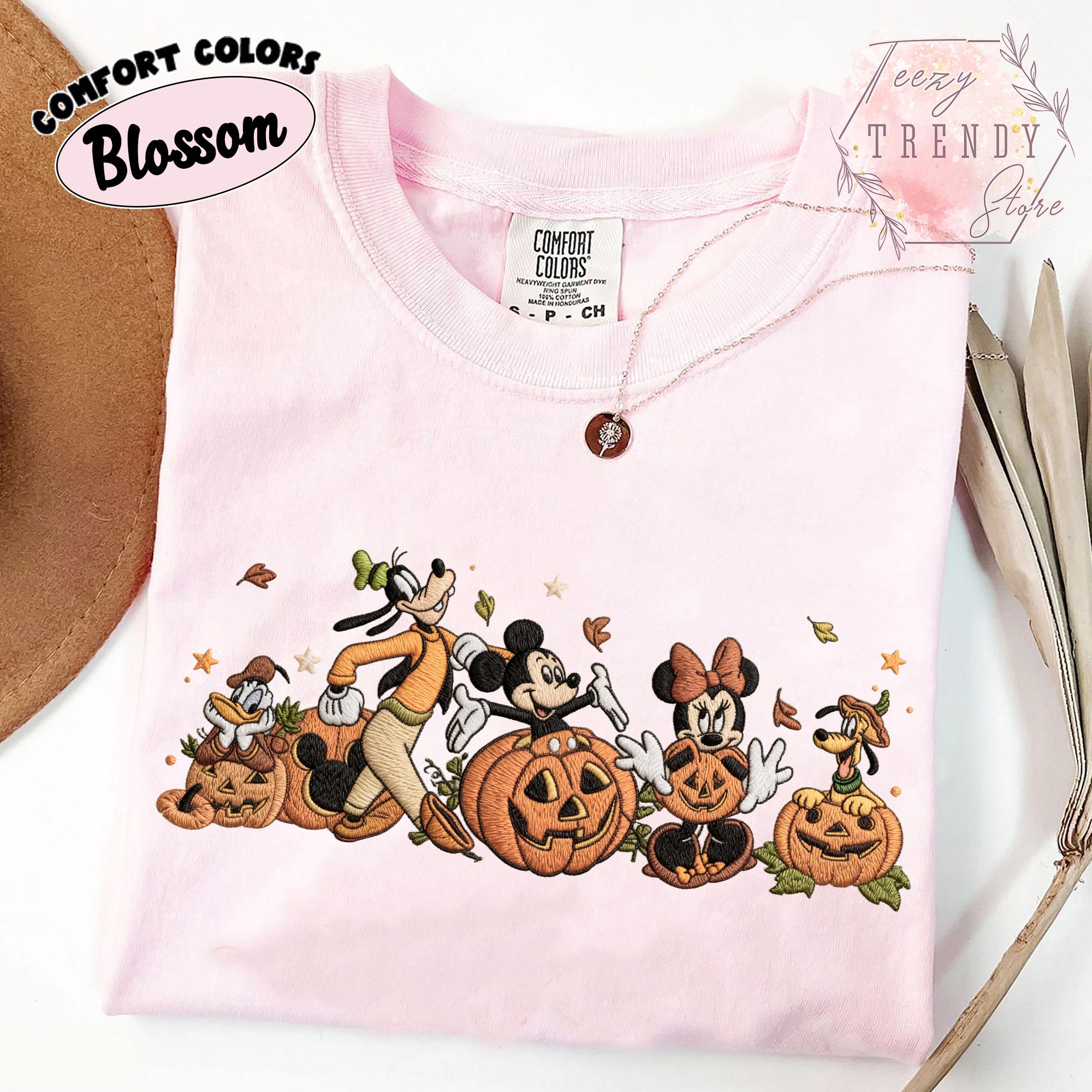 Embroidered Comfort Colors Mickey and Friends Autumn Pumpkin Shirt – Fall Vibes Disney Halloween Trip Tee - photo 8