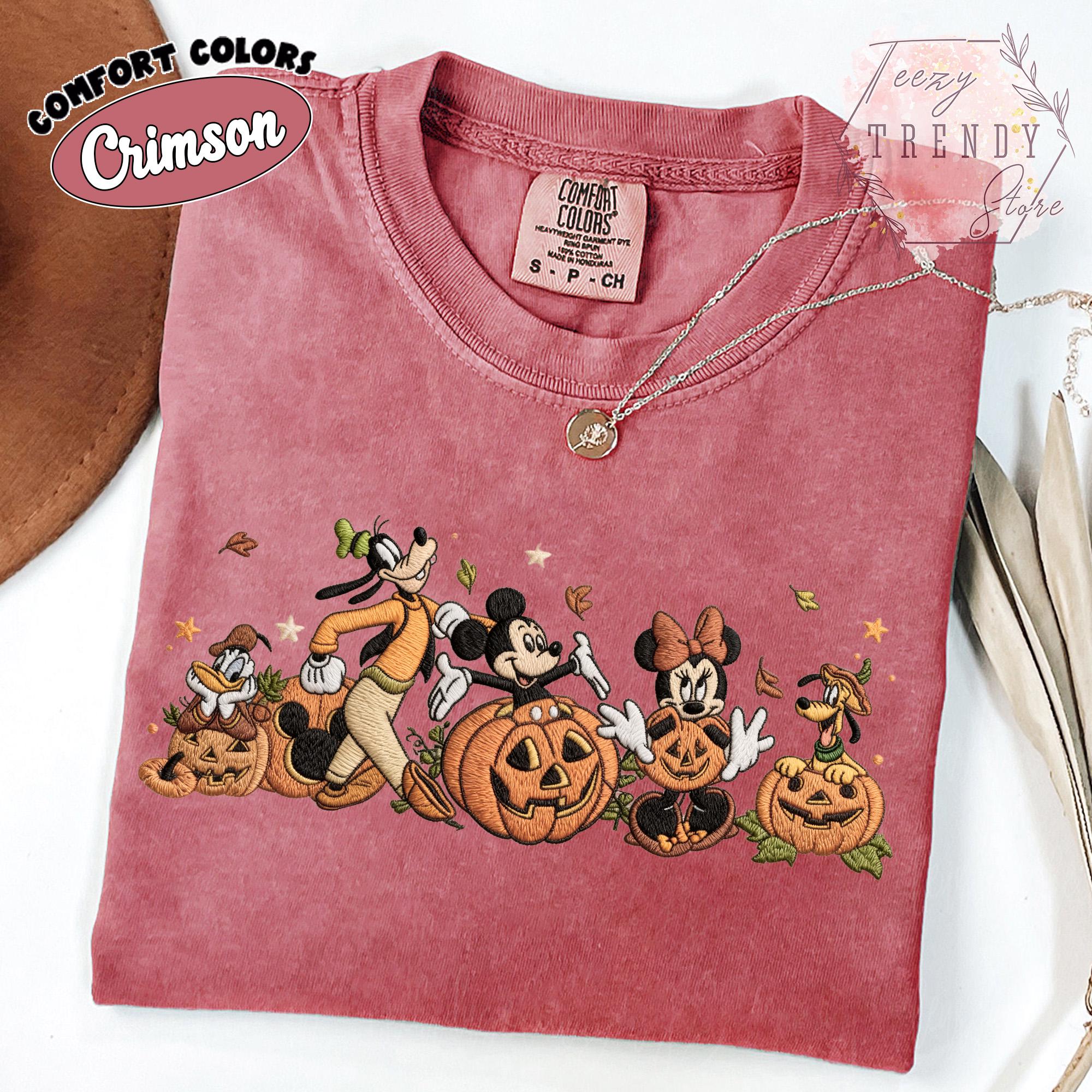 Embroidered Comfort Colors Mickey and Friends Autumn Pumpkin Shirt – Fall Vibes Disney Halloween Trip Tee - photo 11