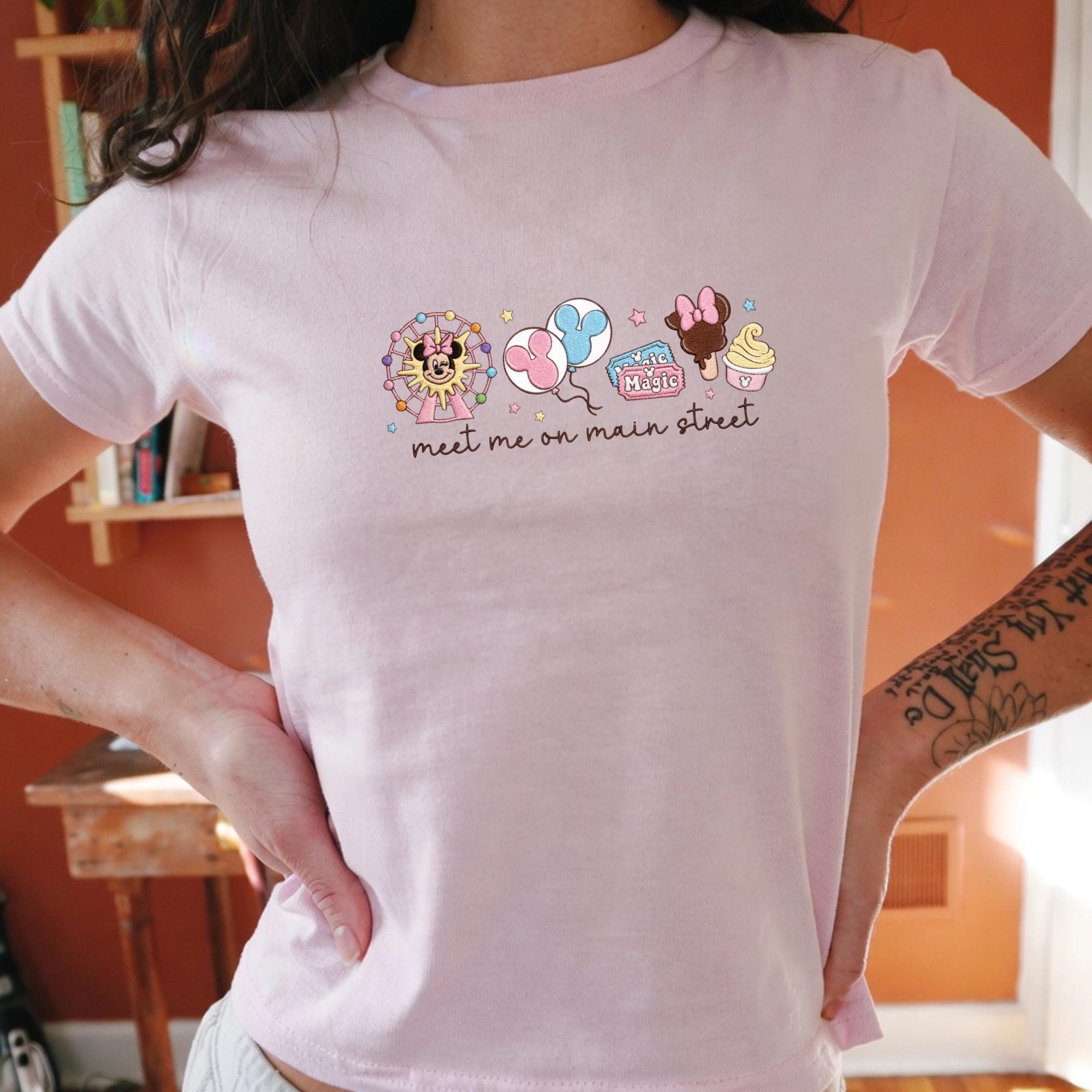 Embroidered Meet Me on Main Street Tank Top with Magic Kingdom Crop Tee and Disneyland Vacation Outfit for Disney World Girls Trip Baby Tee - photo 10
