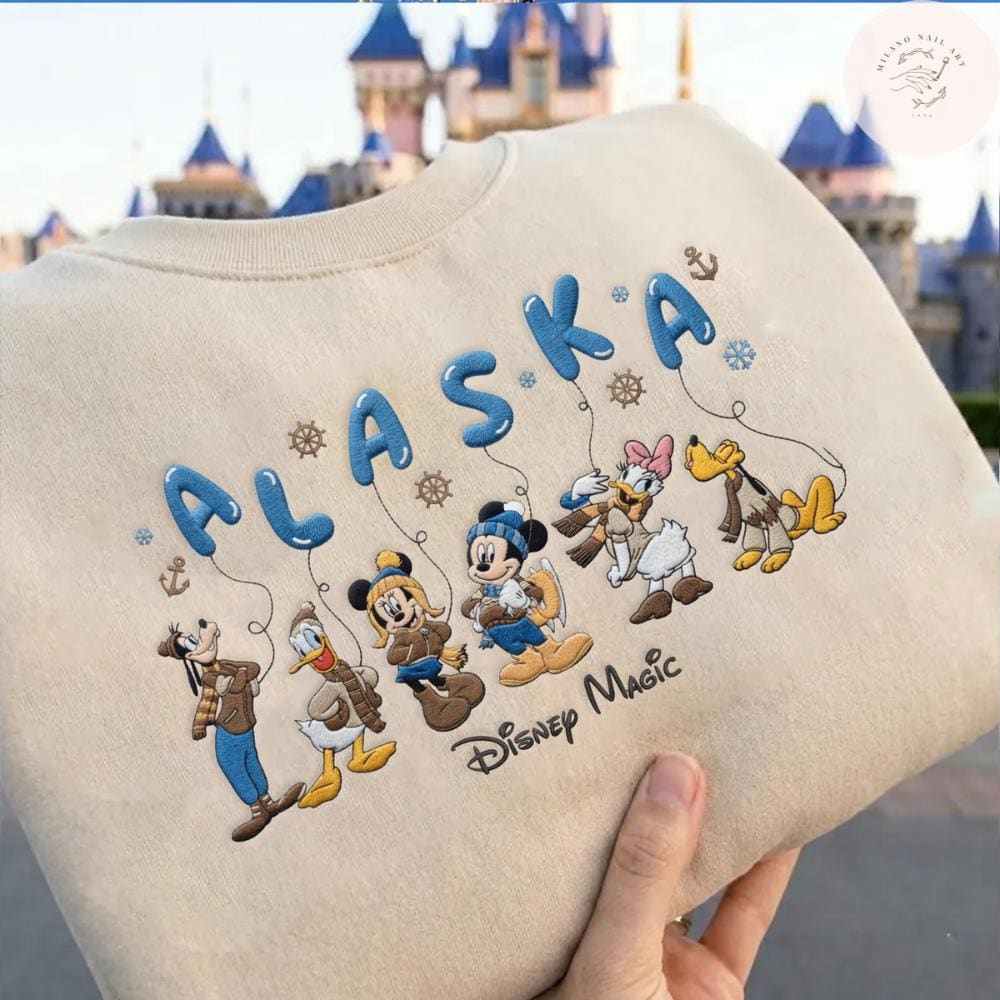 Embroidered Disney Alaska Cruise T Shirt Sweatshirt Hoodie with Mickey and Friends – Wonder Magic Family Matching Cruise Tee