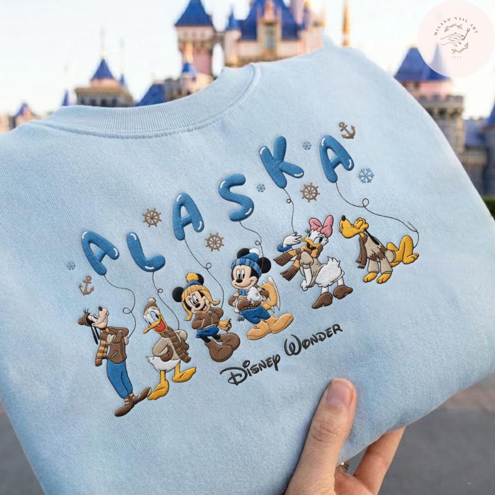 Embroidered Disney Alaska Cruise T Shirt Sweatshirt Hoodie with Mickey and Friends – Wonder Magic Family Matching Cruise Tee - photo 3