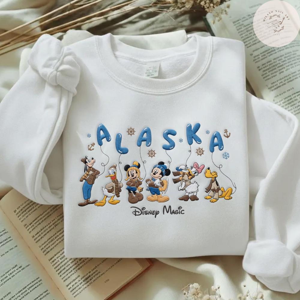 Embroidered Disney Alaska Cruise T Shirt Sweatshirt Hoodie with Mickey and Friends – Wonder Magic Family Matching Cruise Tee - photo 4