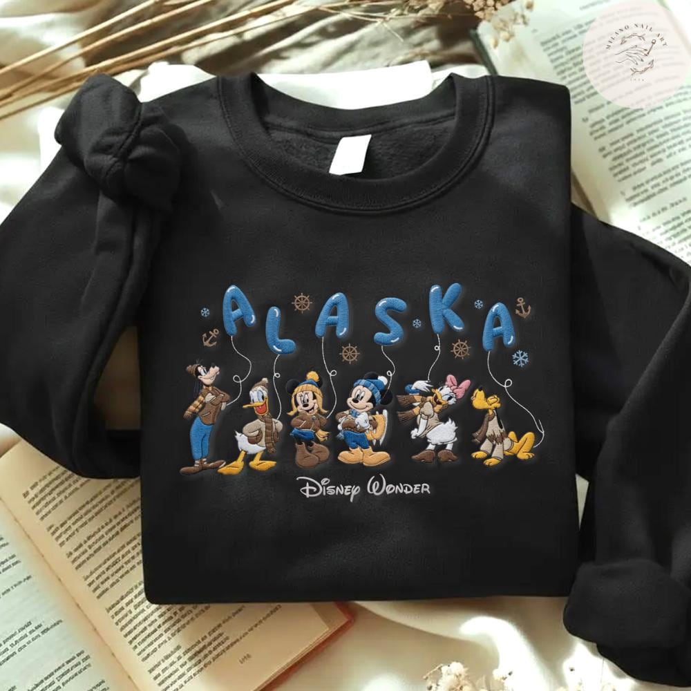 Embroidered Disney Alaska Cruise T Shirt Sweatshirt Hoodie with Mickey and Friends – Wonder Magic Family Matching Cruise Tee - photo 5