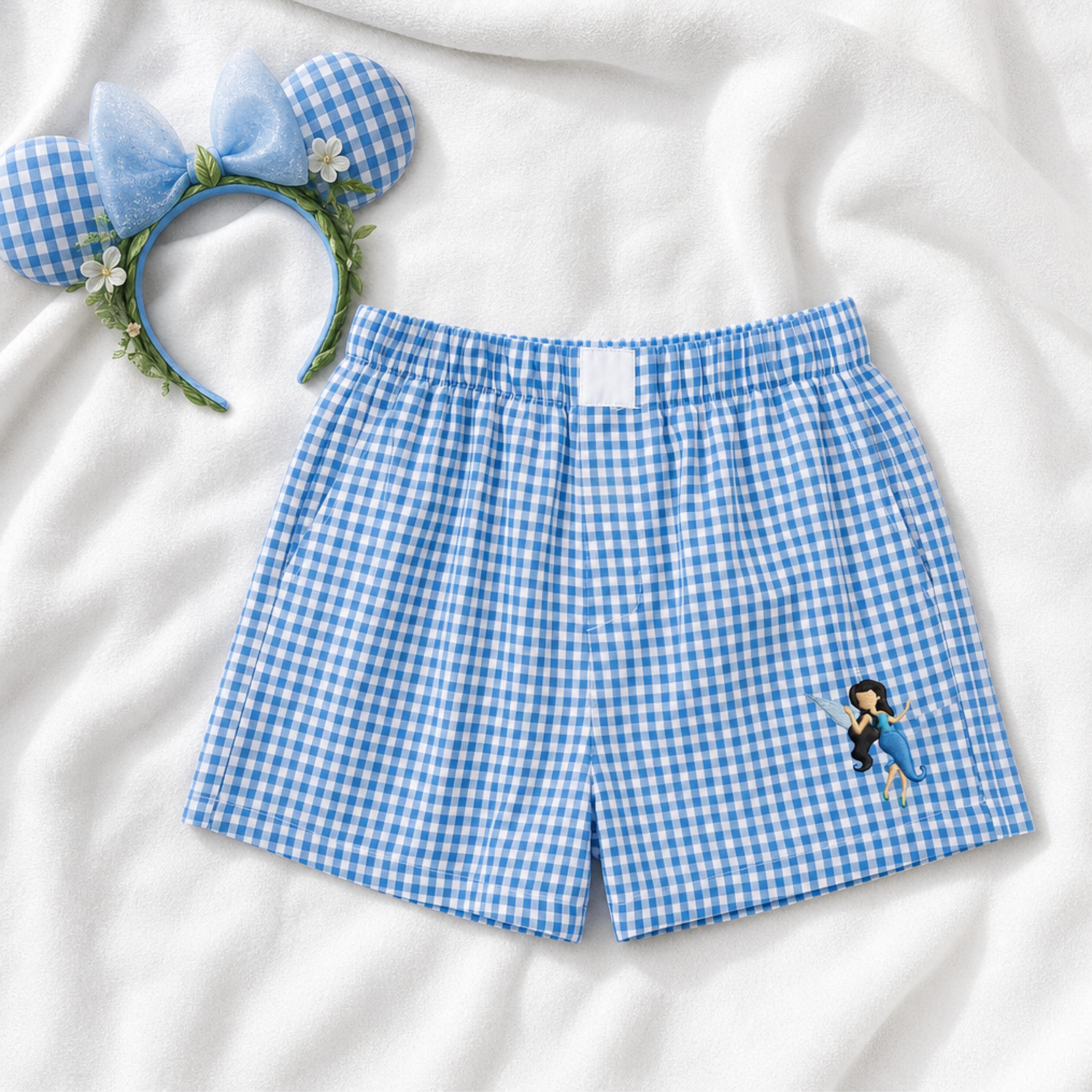 Disney Pixie Hollow Inspired Embroidered Gingham Shorts – Fairy Themed Collection for Park Days and Summer Outfits - photo 3